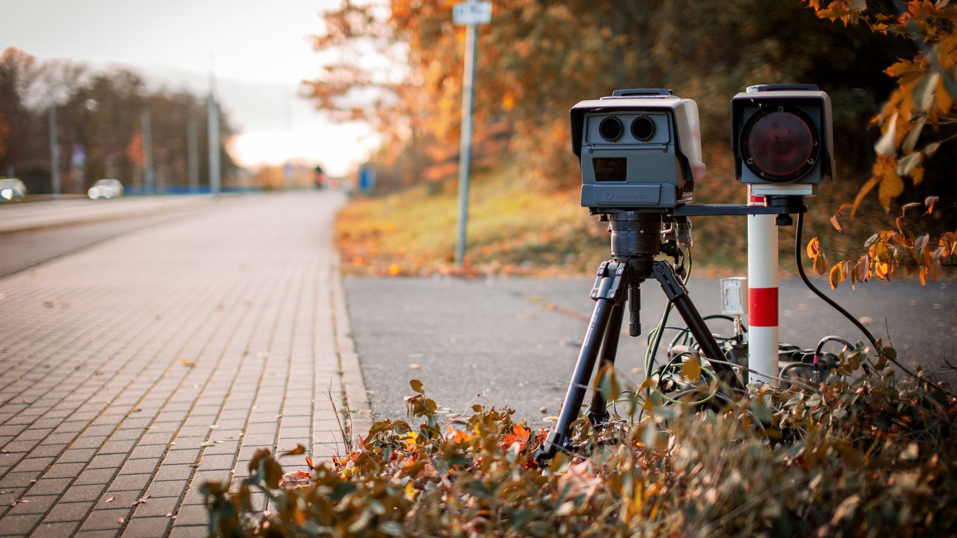 black and gray camera on tripod on road during daytime