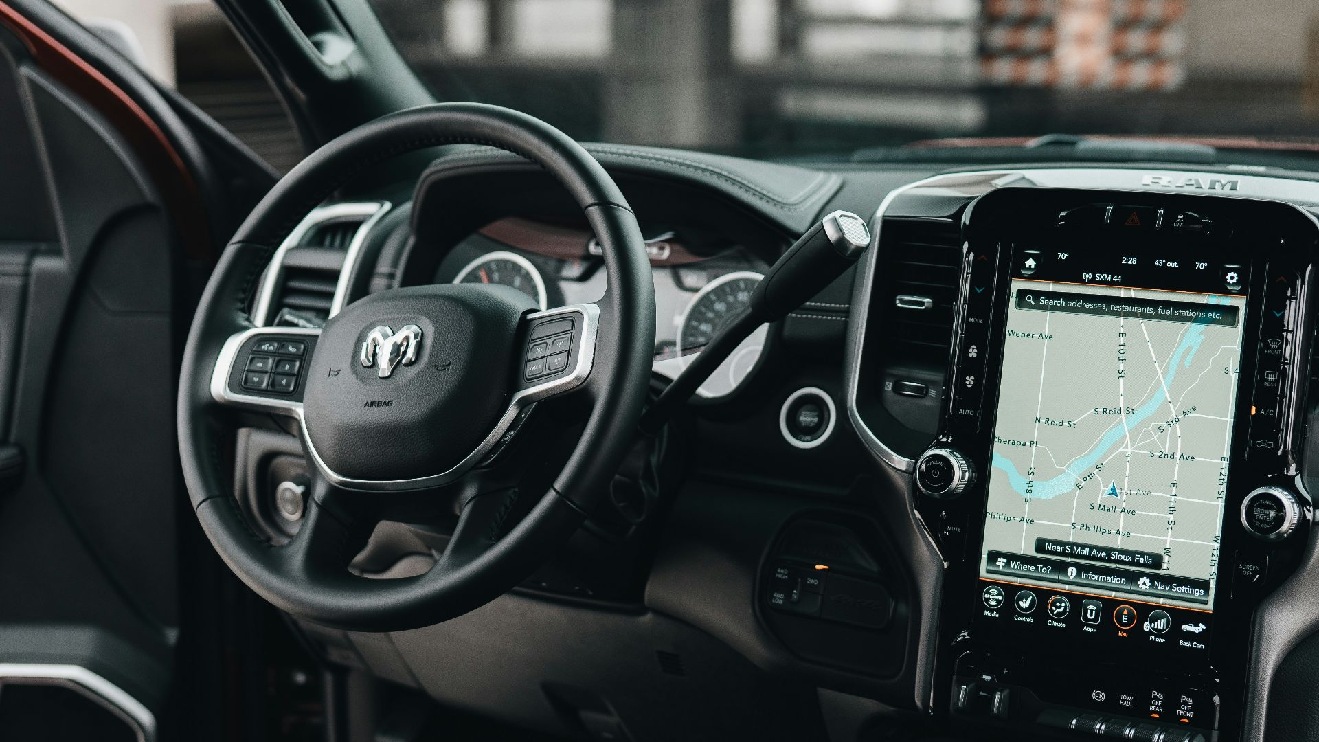 black car gps turned on in car