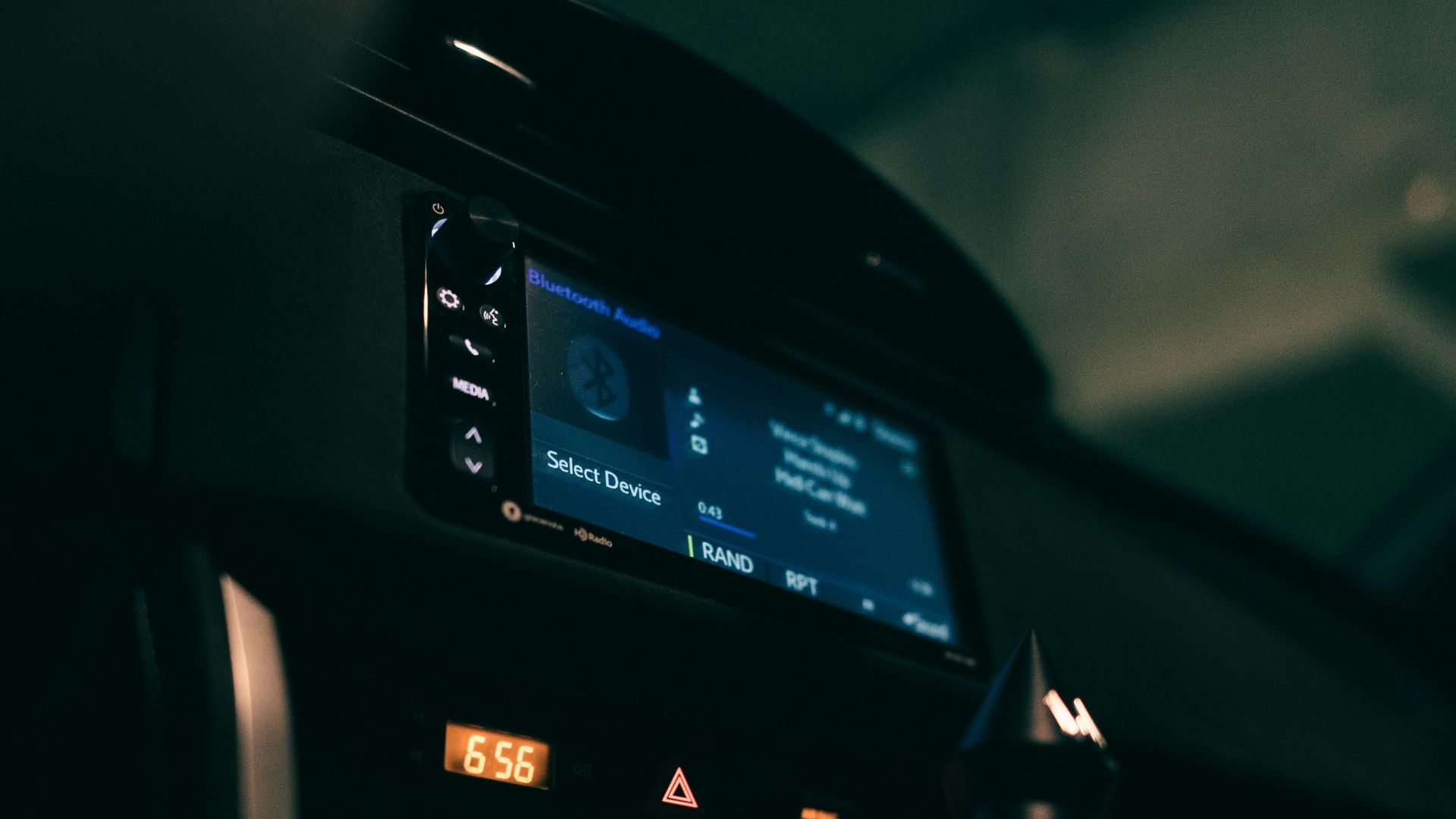A view of the cockpit of a plane at night