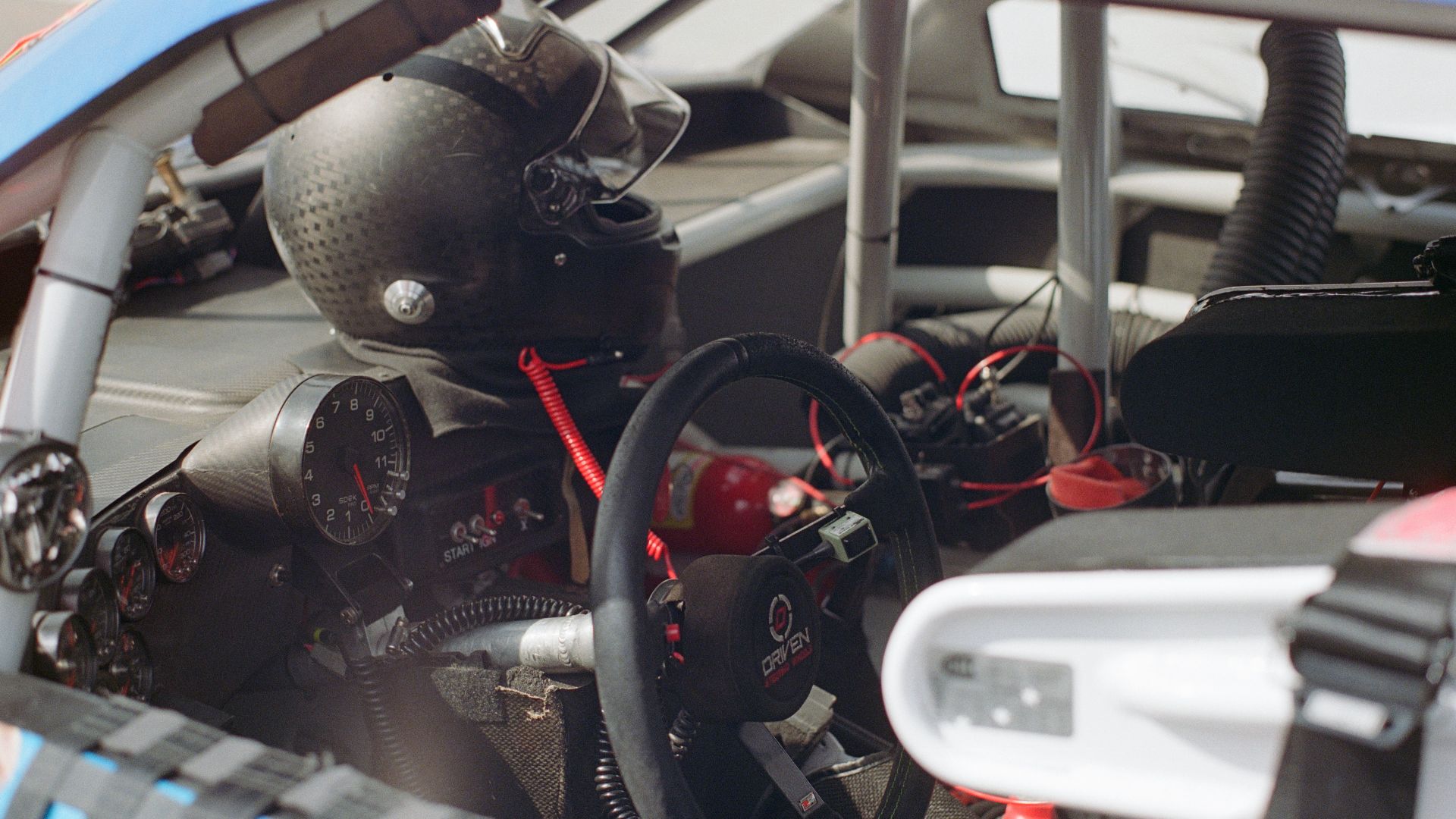 a close up of a car with a steering wheel