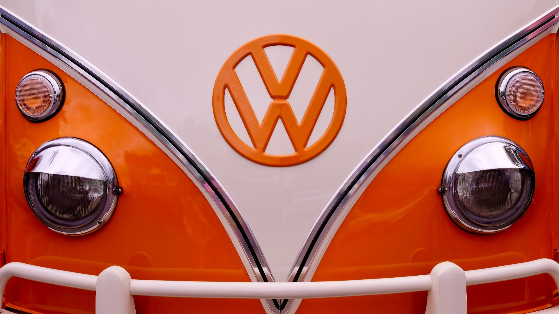white and orange Volkswagen T1 van