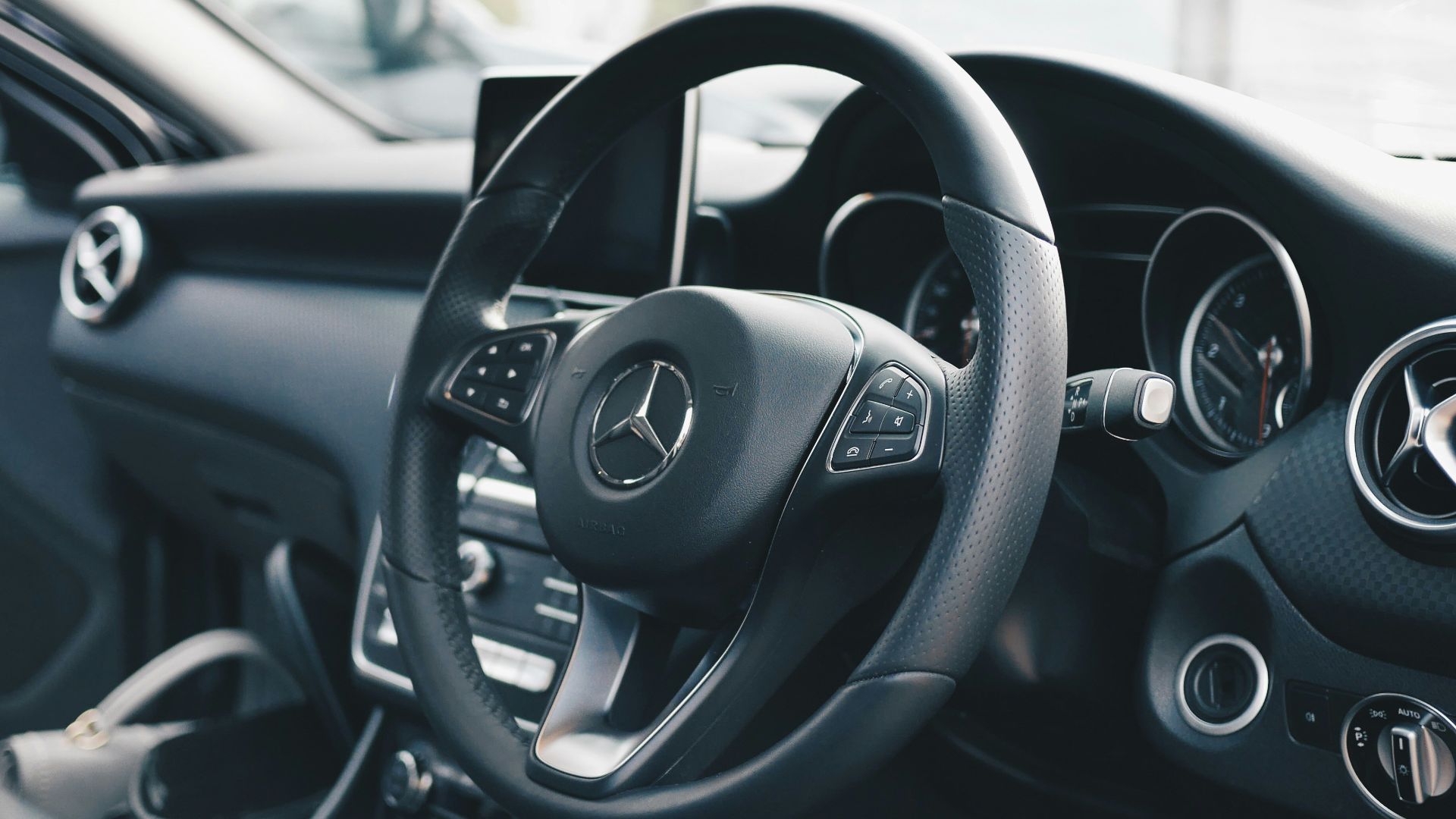 black Mercedes-Benz car interior