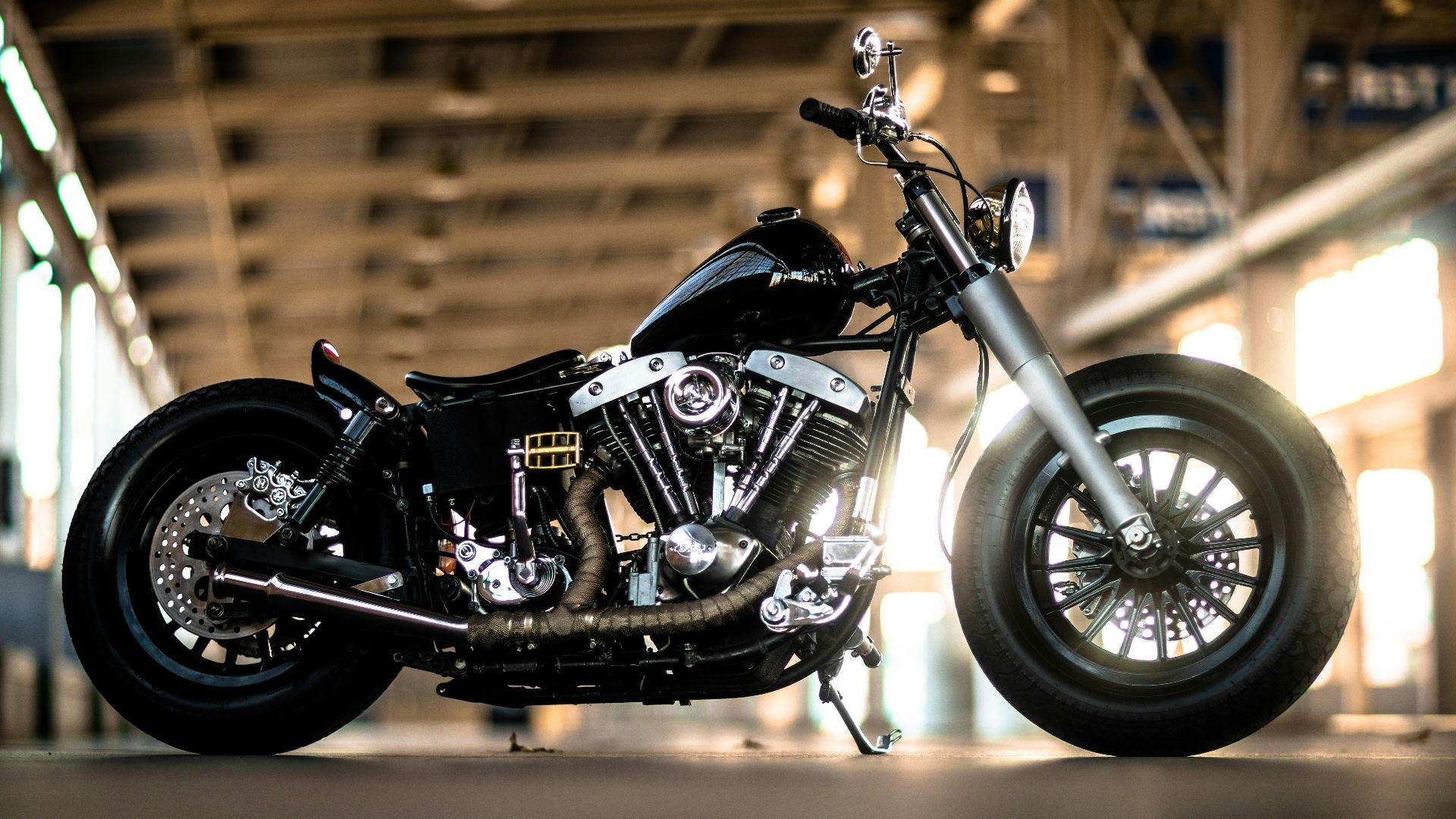 black and silver cruiser motorcycle