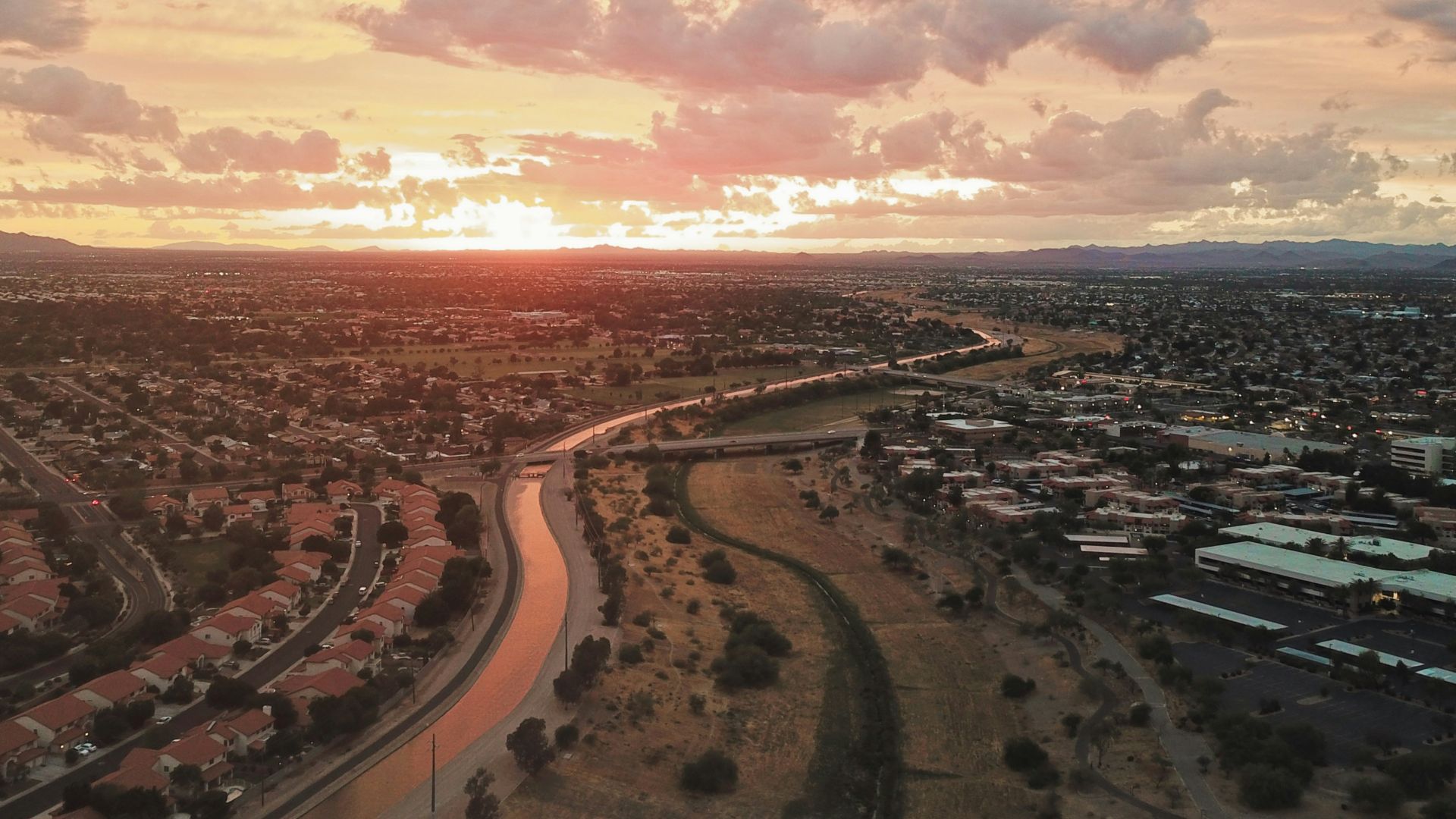 high-angle photography of green plants and lake