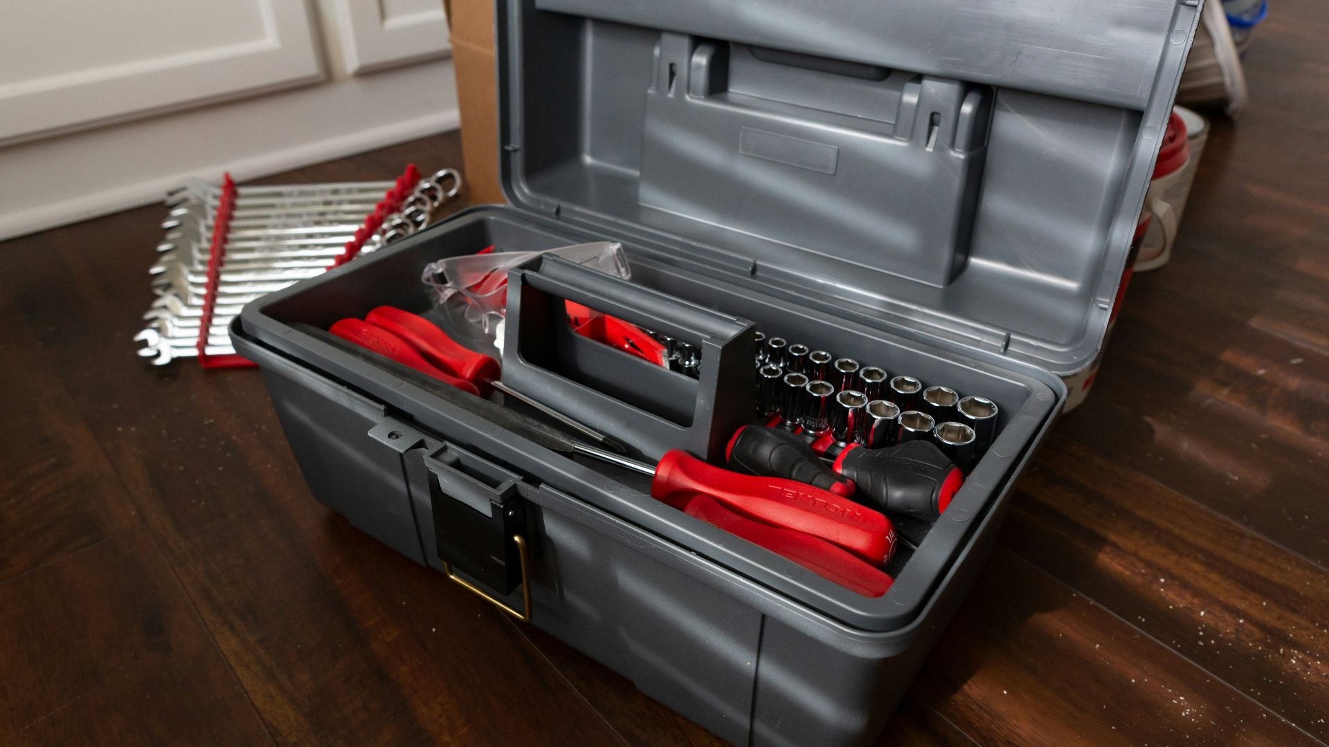 black and red tool box