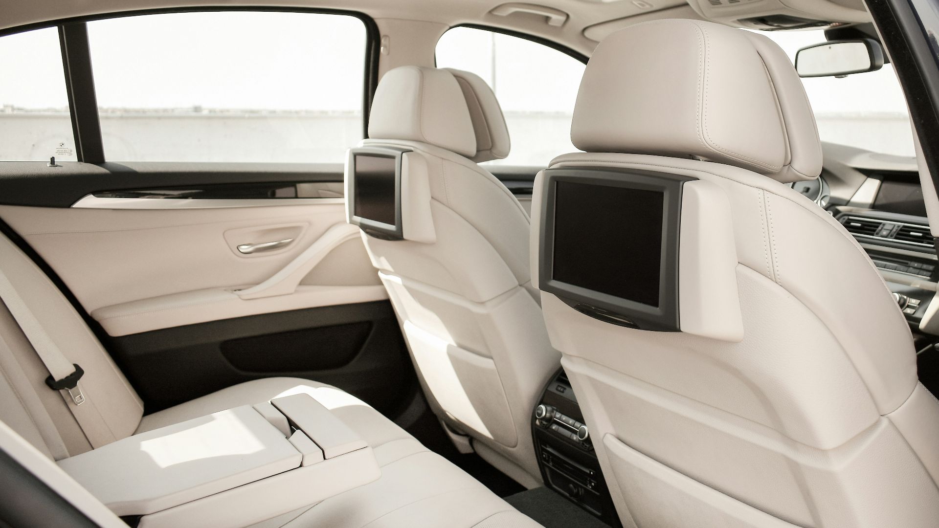 white vehicle backseat