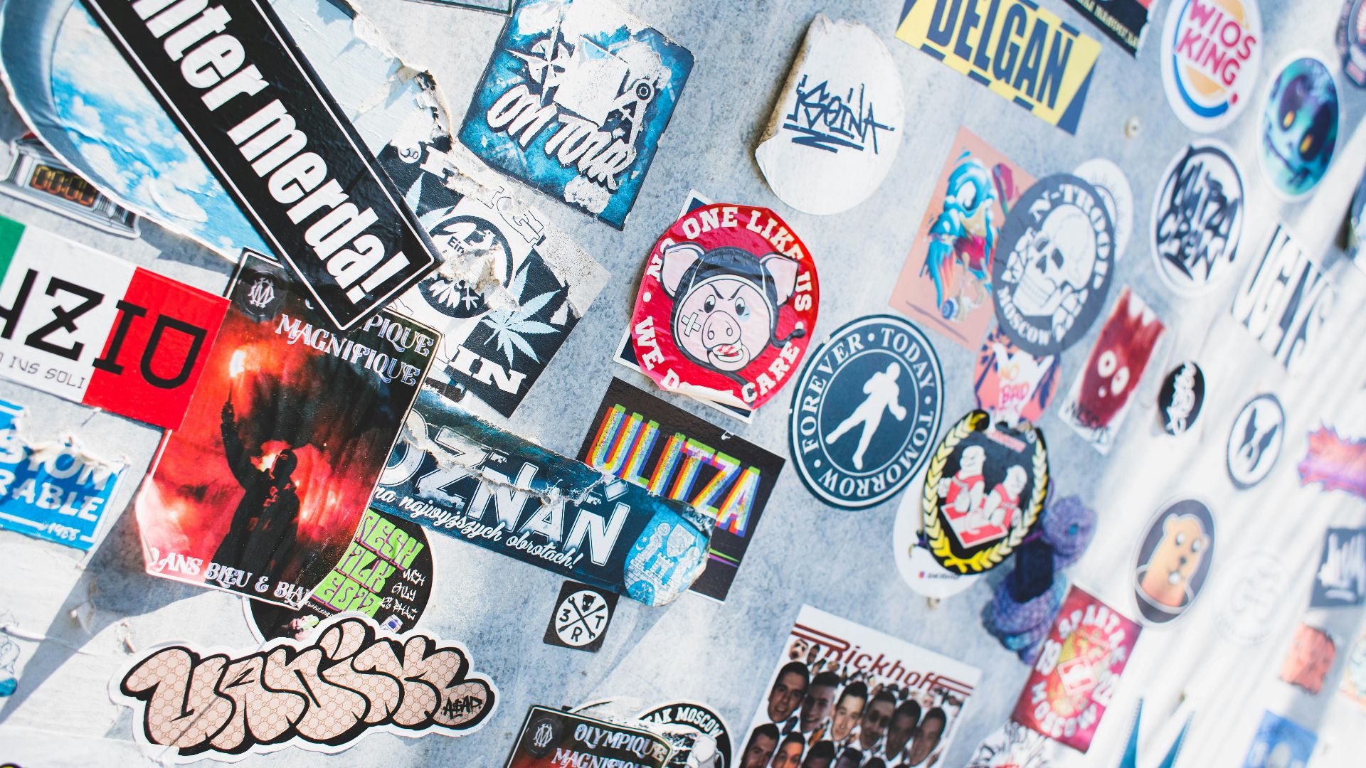 white red and black stickers