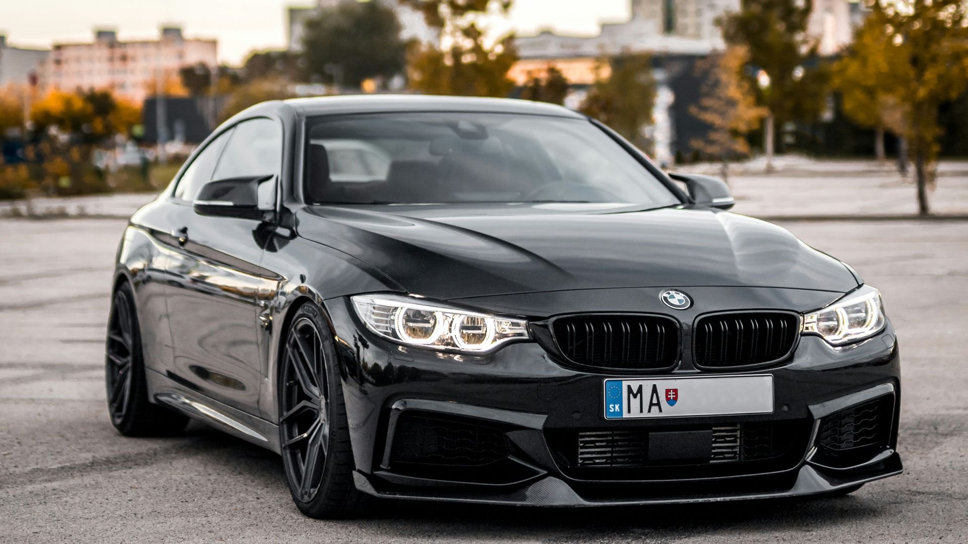 parked black BMW coupe