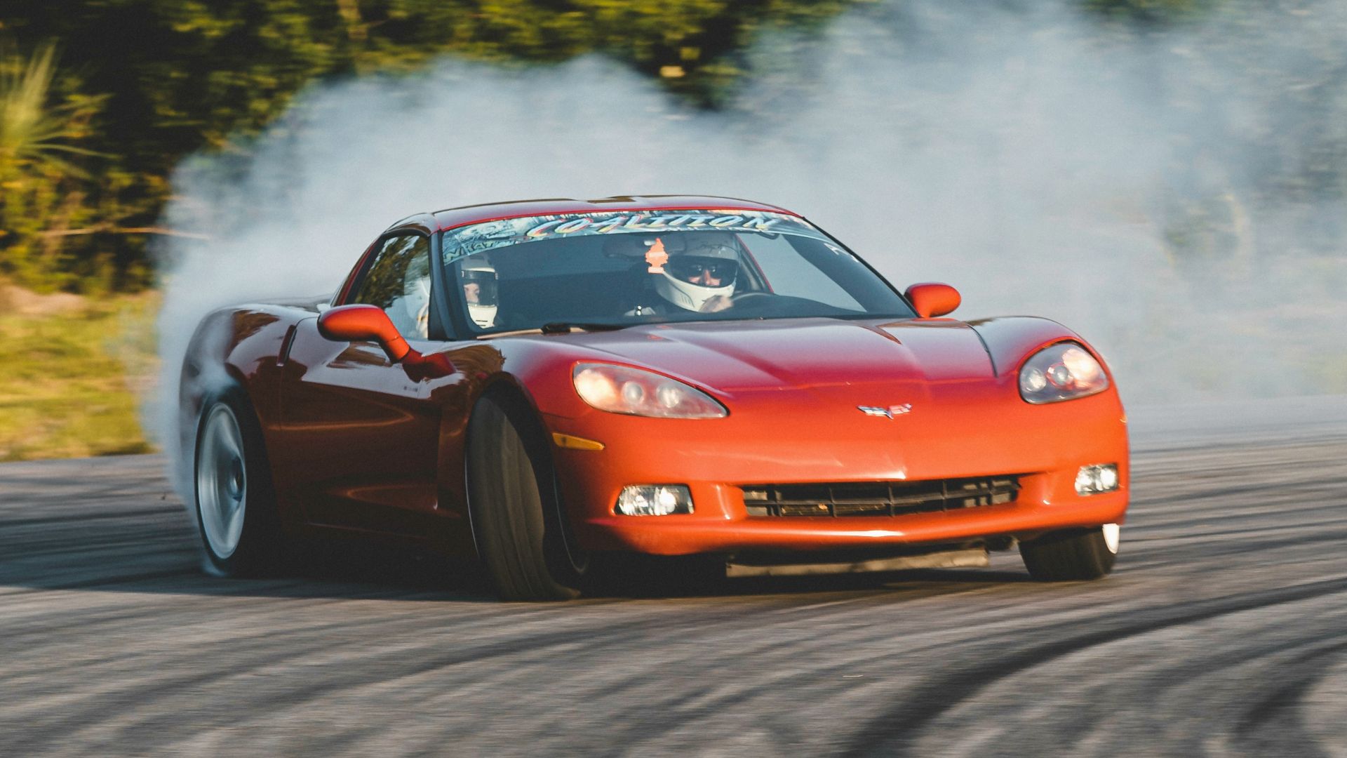 red racing car on track