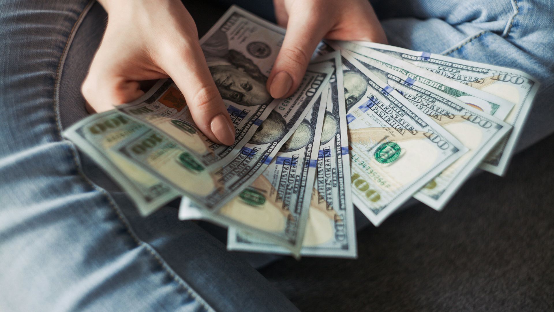 fan of 100 U.S. dollar banknotes