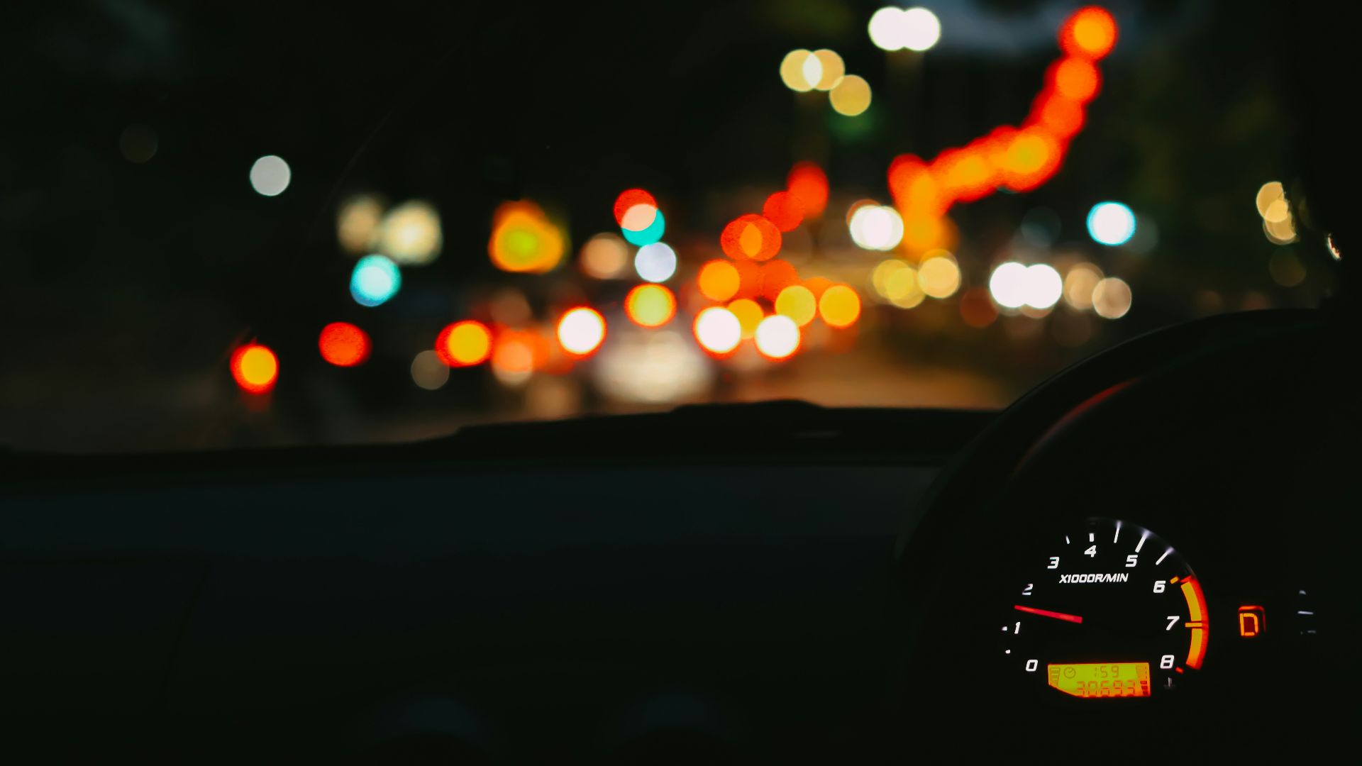 bokeh lights on a car