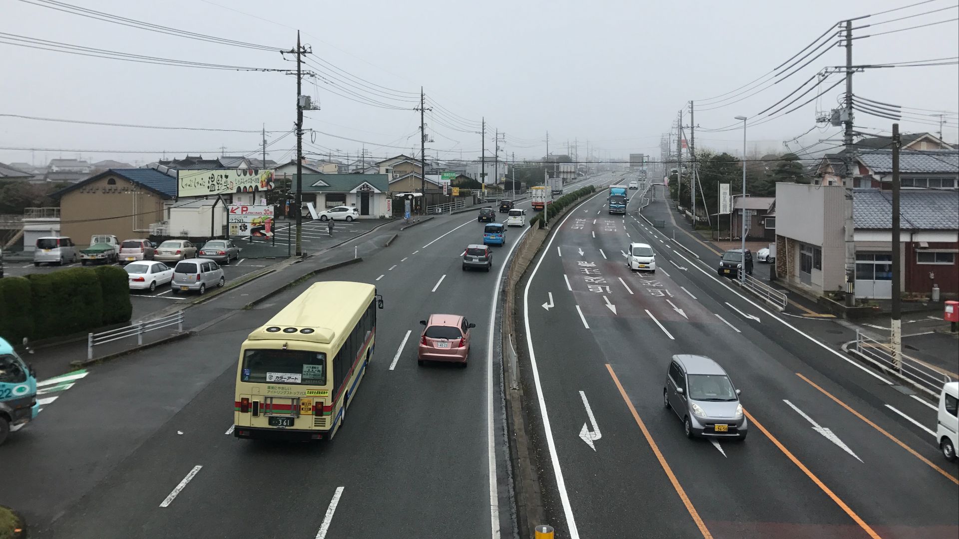 File:Japan National Route 190 from footbridge of Osawa West Crossroads.jpg