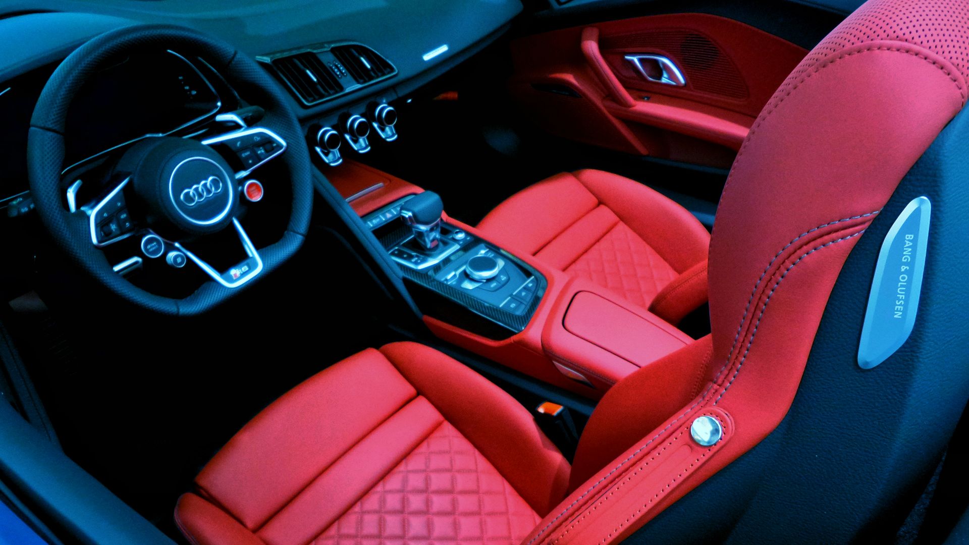 red and black car interior