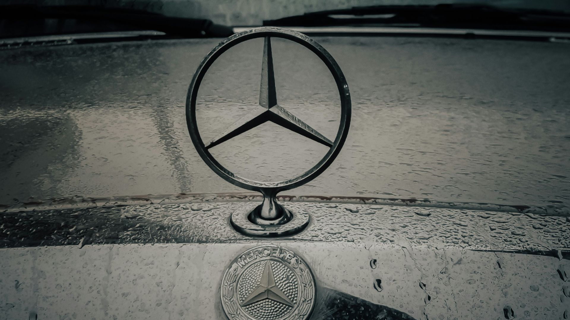 a mercedes emblem on the front of a car