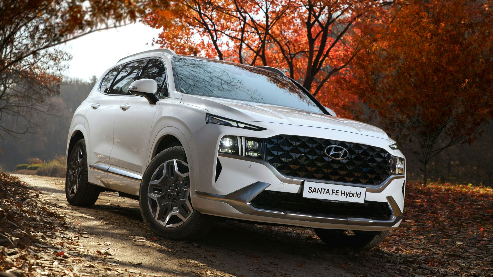 a white suv driving down a dirt road