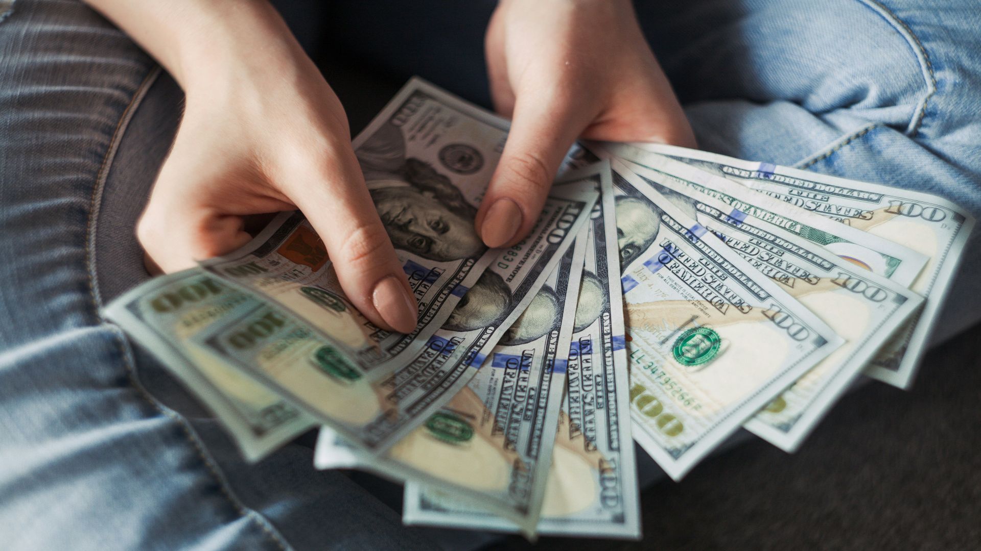 fan of 100 U.S. dollar banknotes