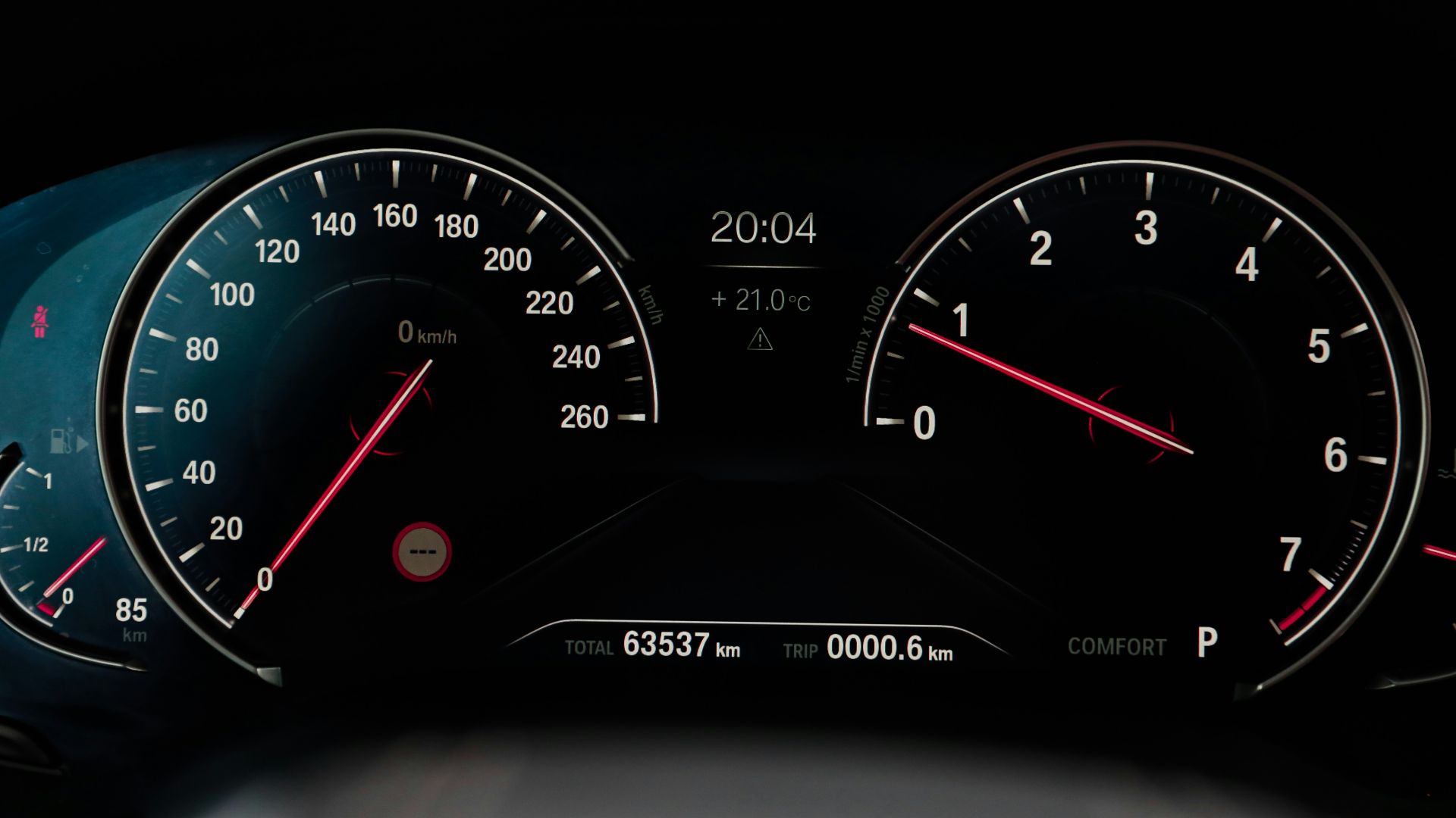 black car instrument panel cluster