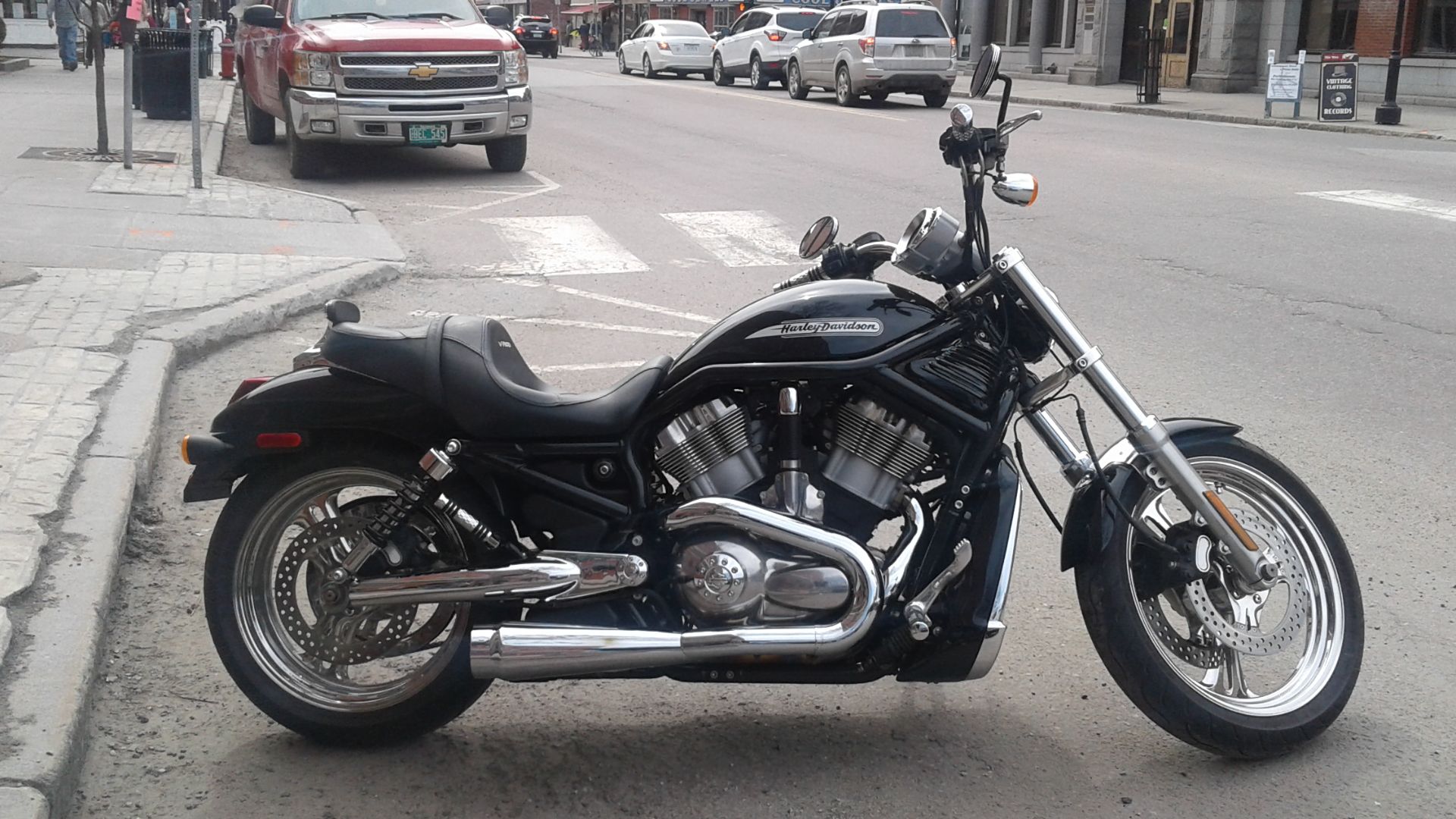 File:Harley-Davidson V-Rod Main Street downtown Montpelier VT April 2017.jpg