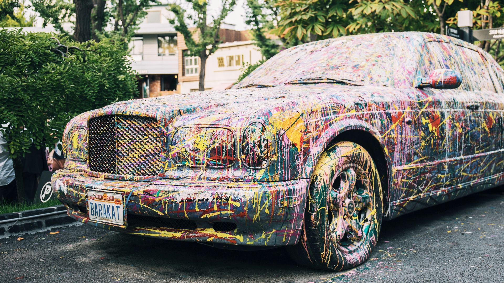 parked painted sedan