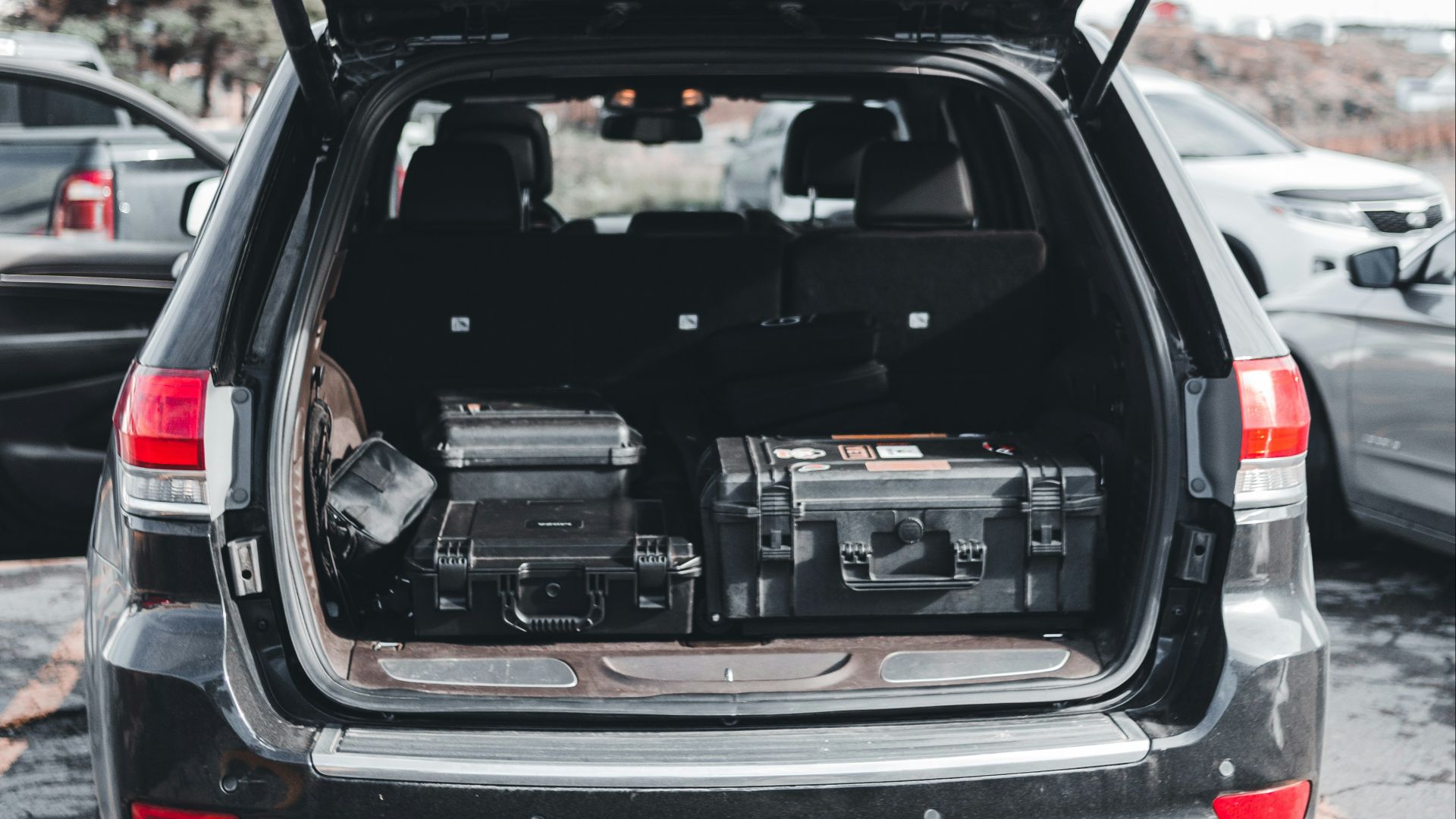 the back end of a car with its trunk open