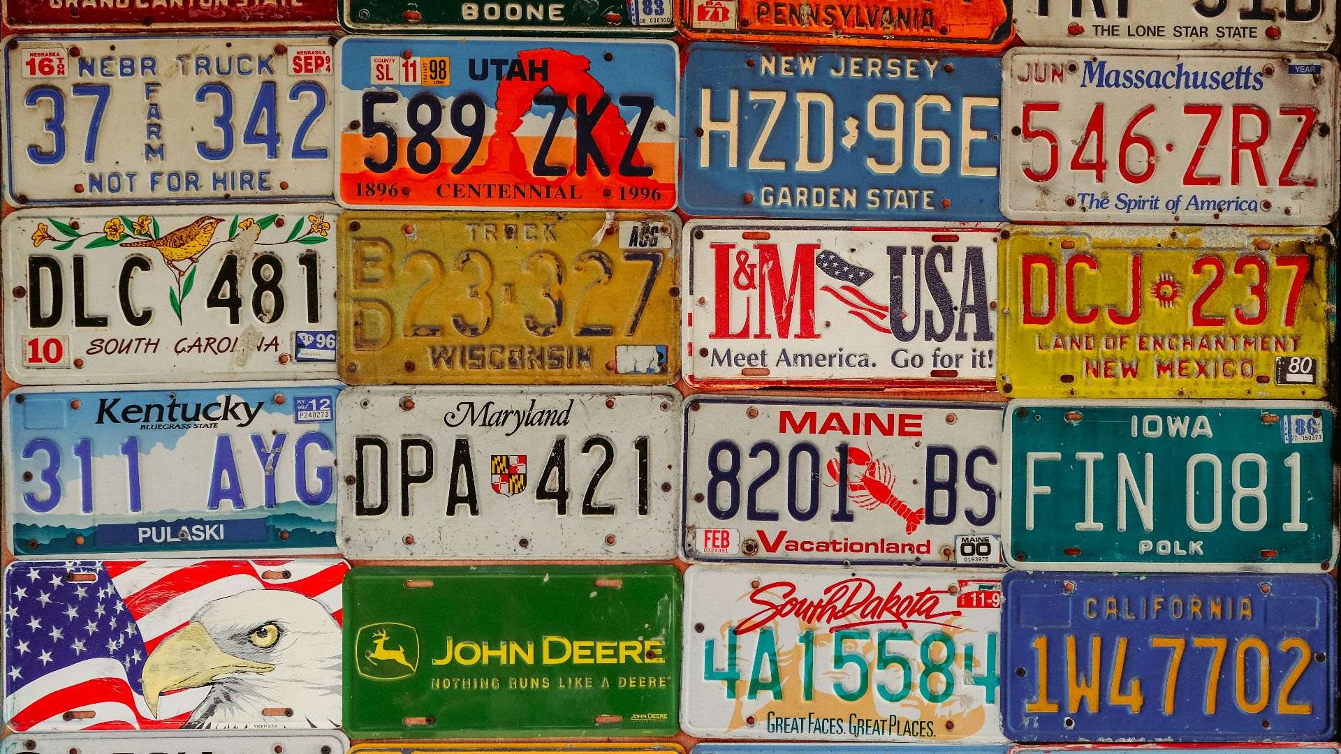 assorted-color license plate lot