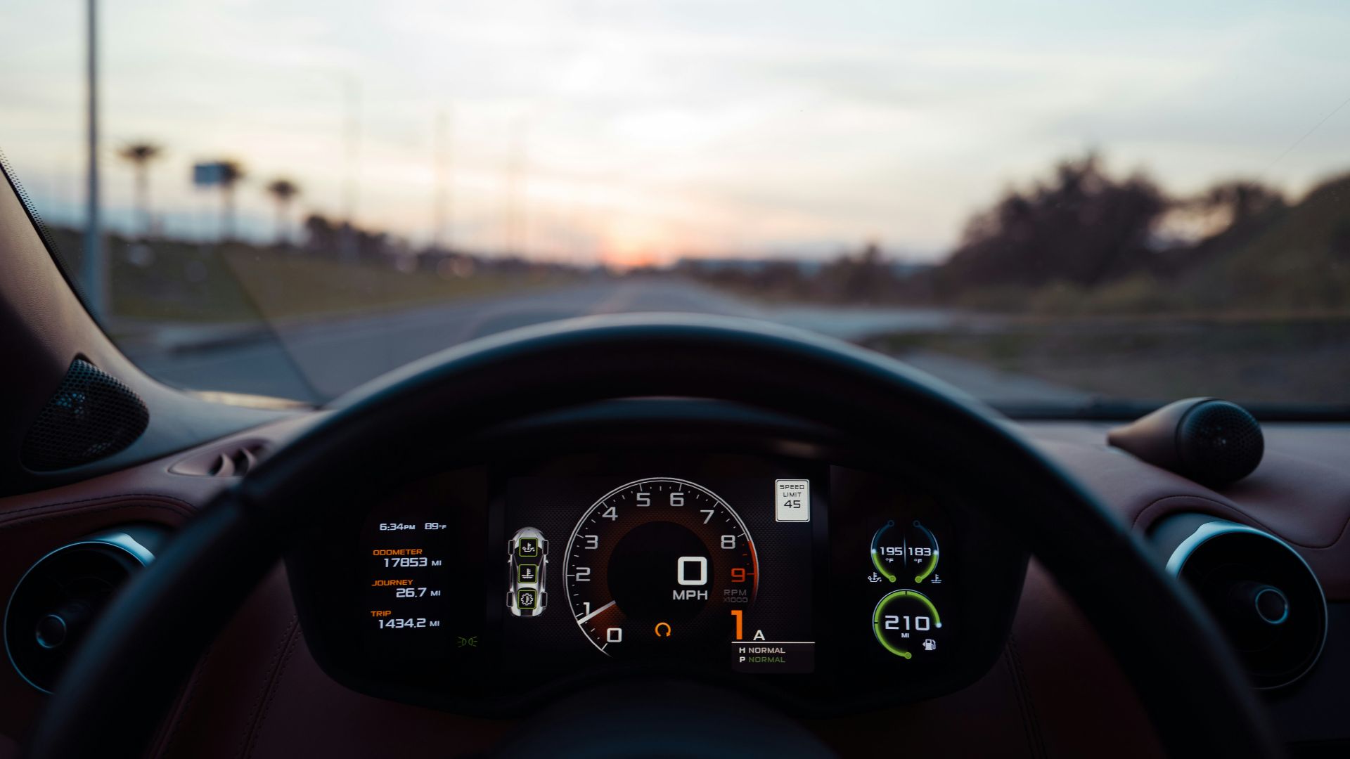 black car instrument panel cluster