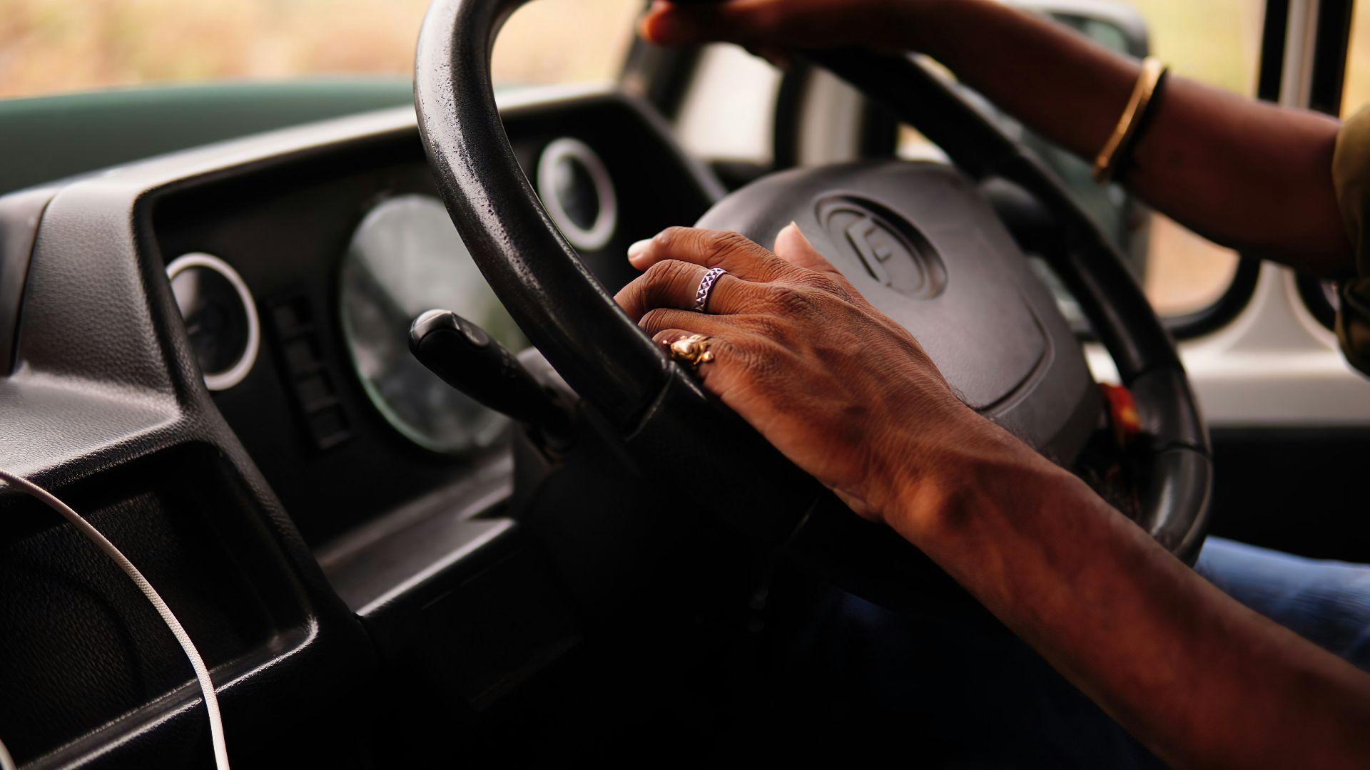 a person driving a car