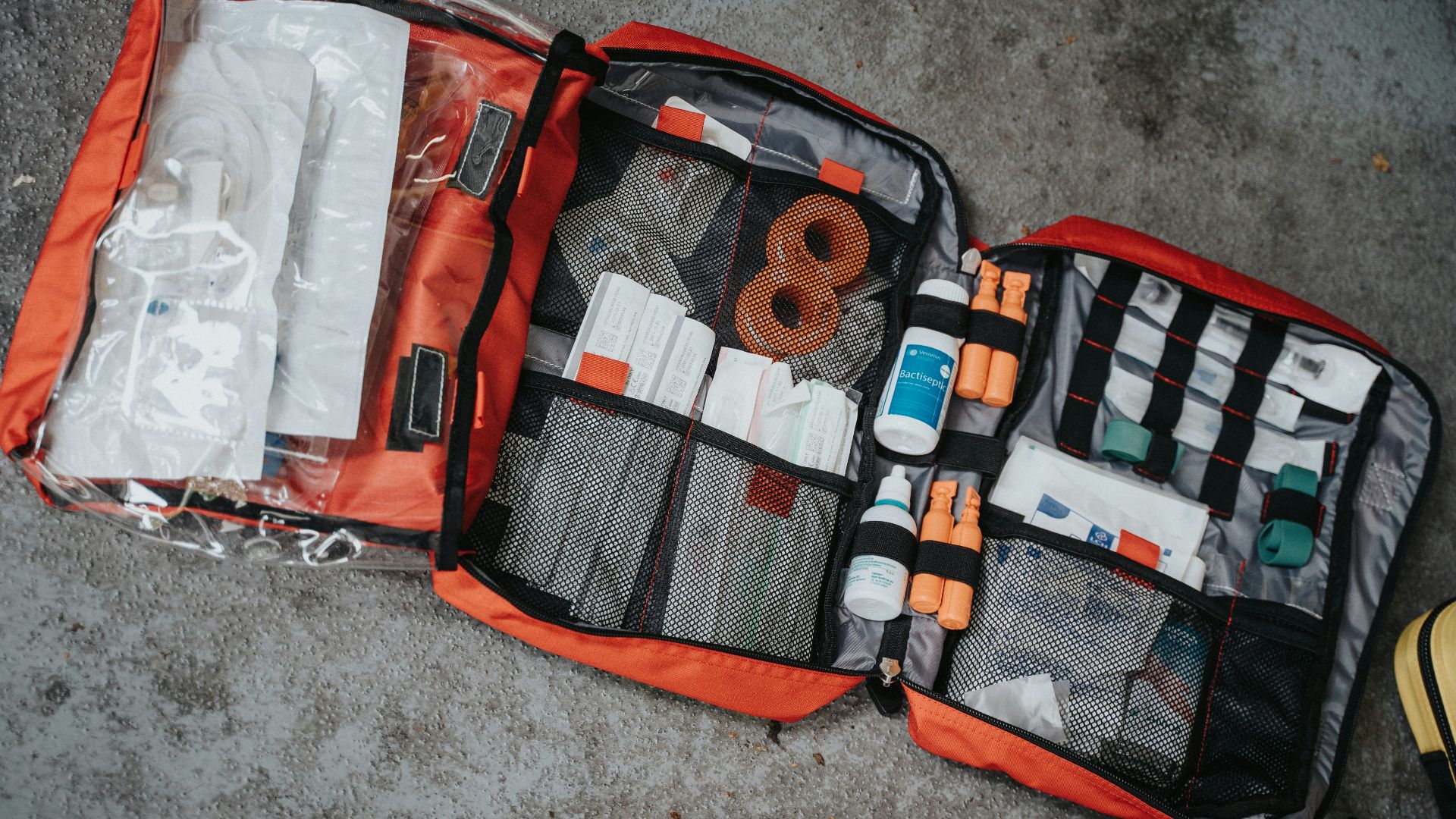 orange white and black bag