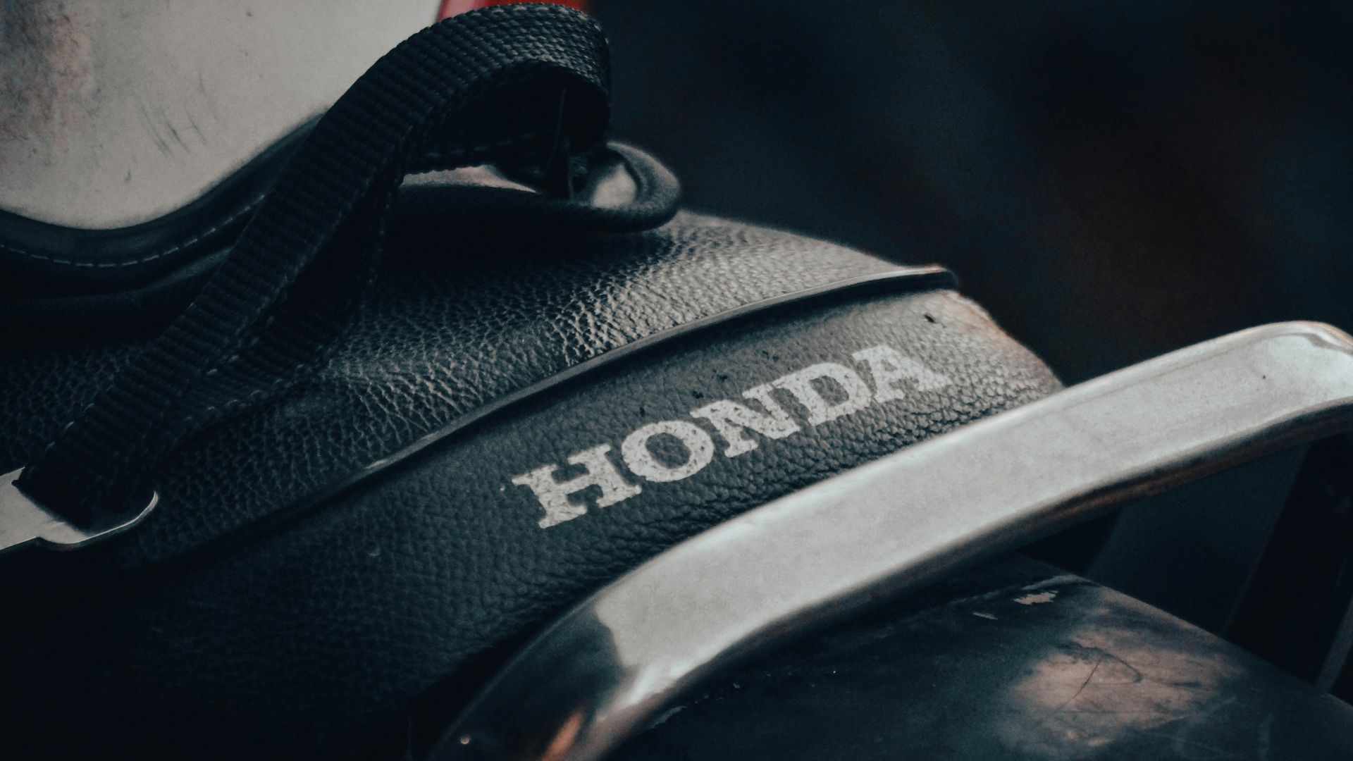 a close up of a shoe with the word honda on it