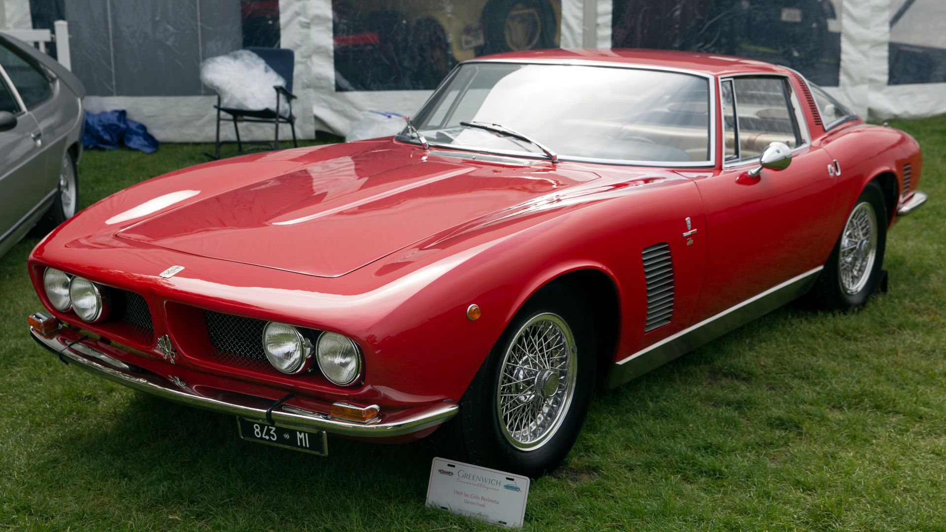 File:1969 Iso Grifo in Rosso Chiaro (Darren Frank), front left, at Greenwich 2019.jpg