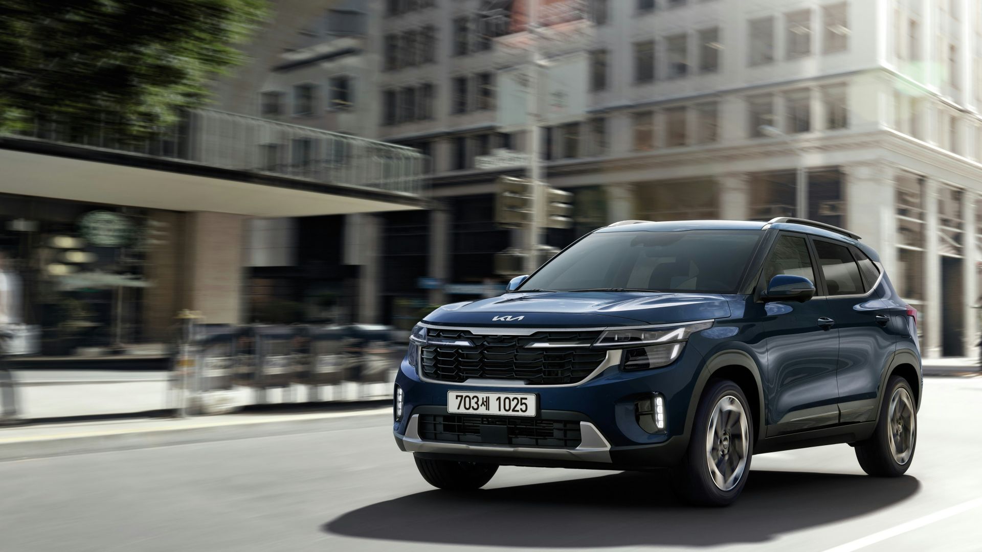 a car driving on a road