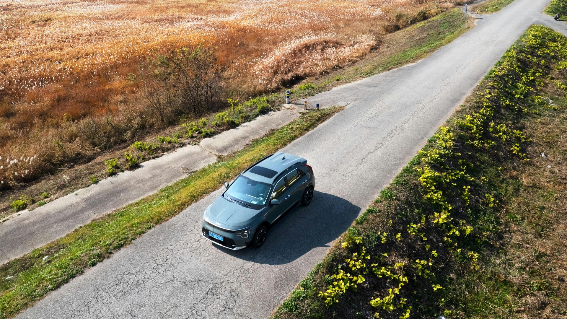 a car driving on a road