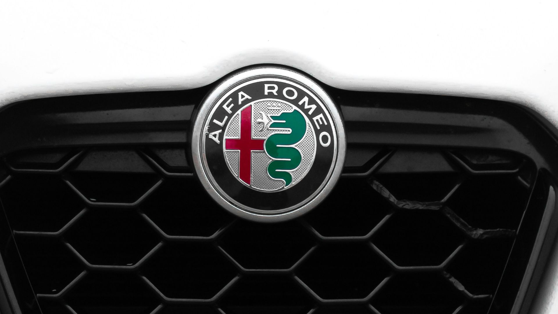 a close up of the front grill of a car
