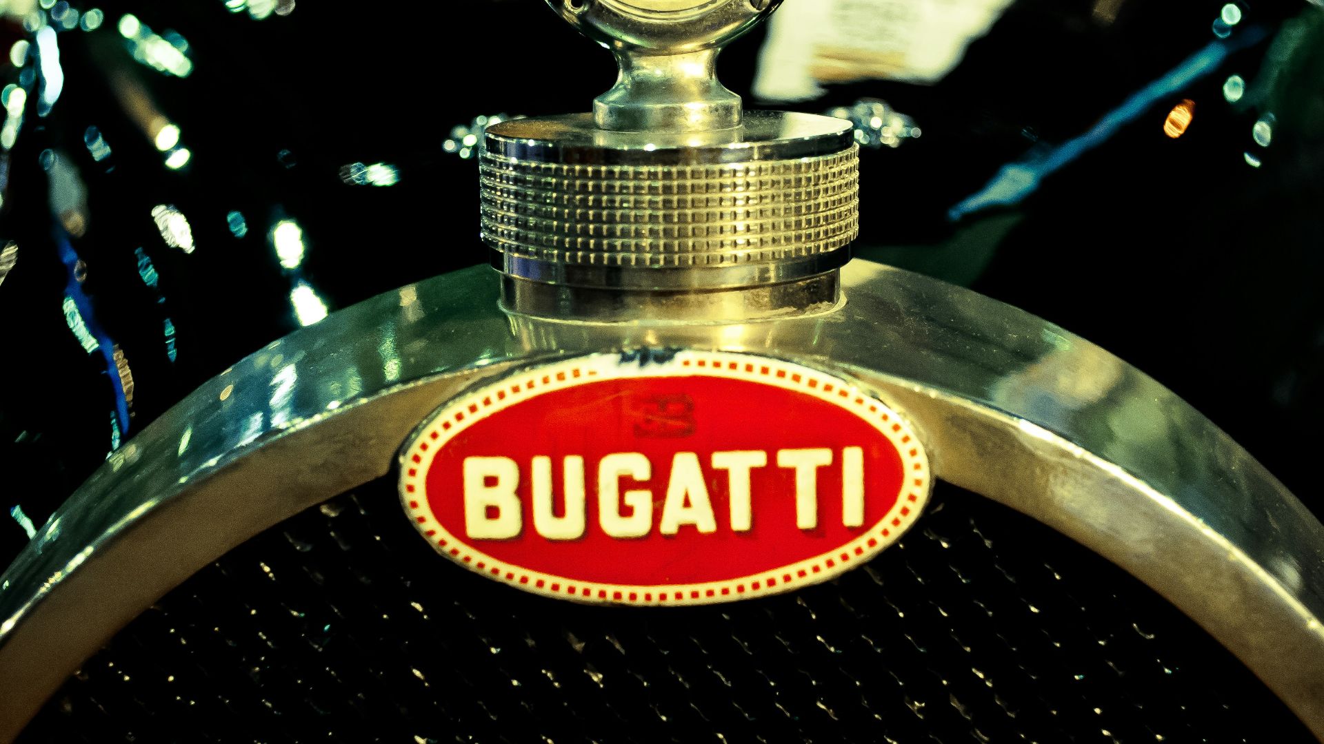 a close up of a bugatt emblem on a car