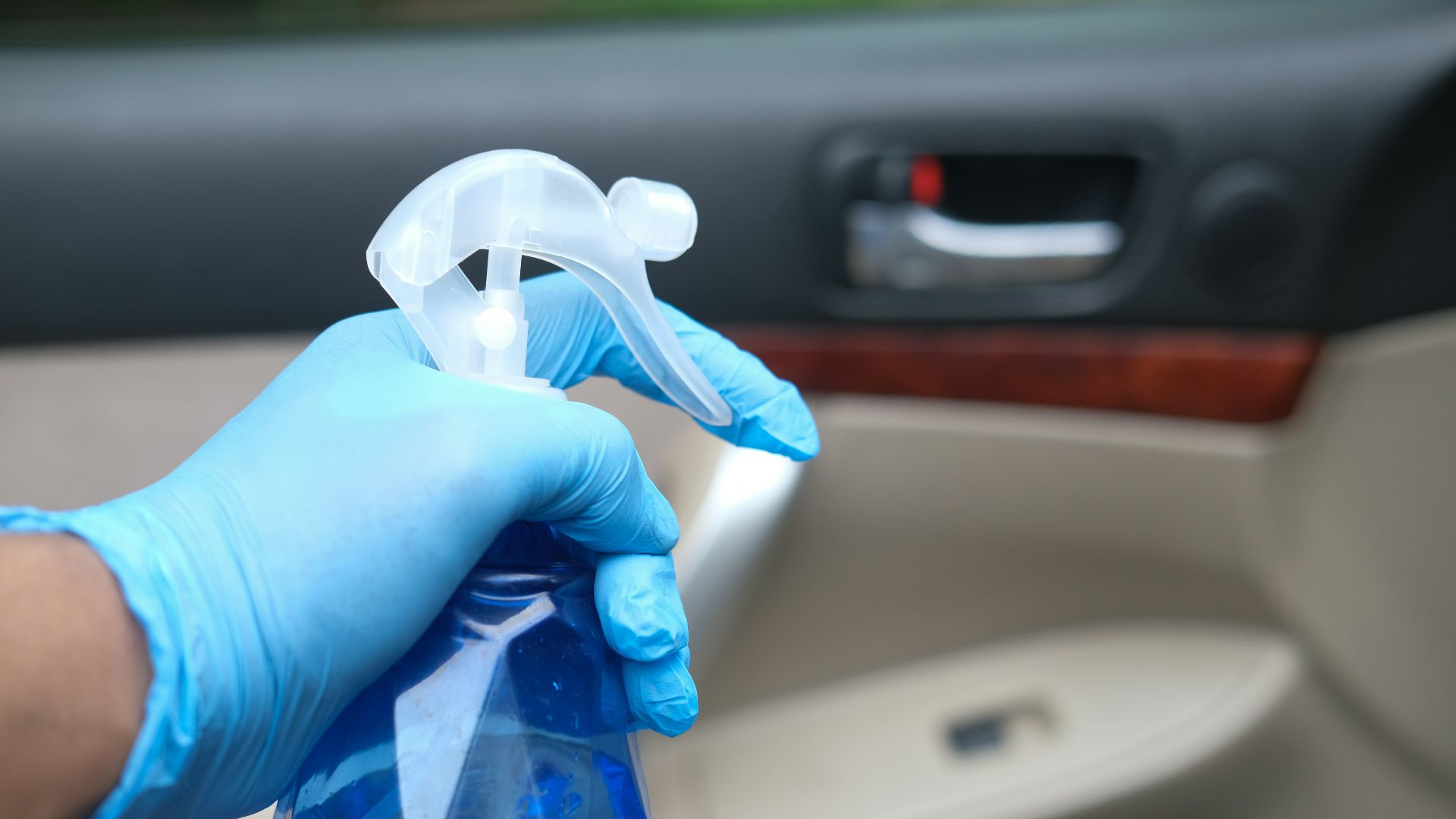 person holding blue and white plastic bag