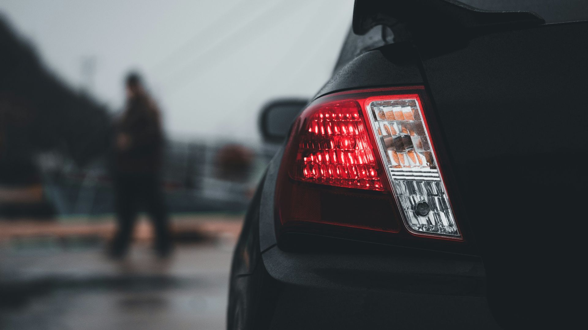 a close up of the tail lights of a car
