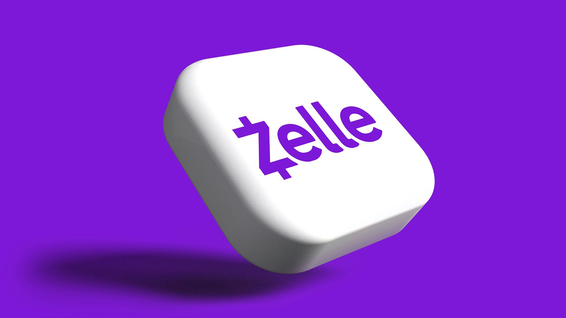 a white dice with the word zelle on it