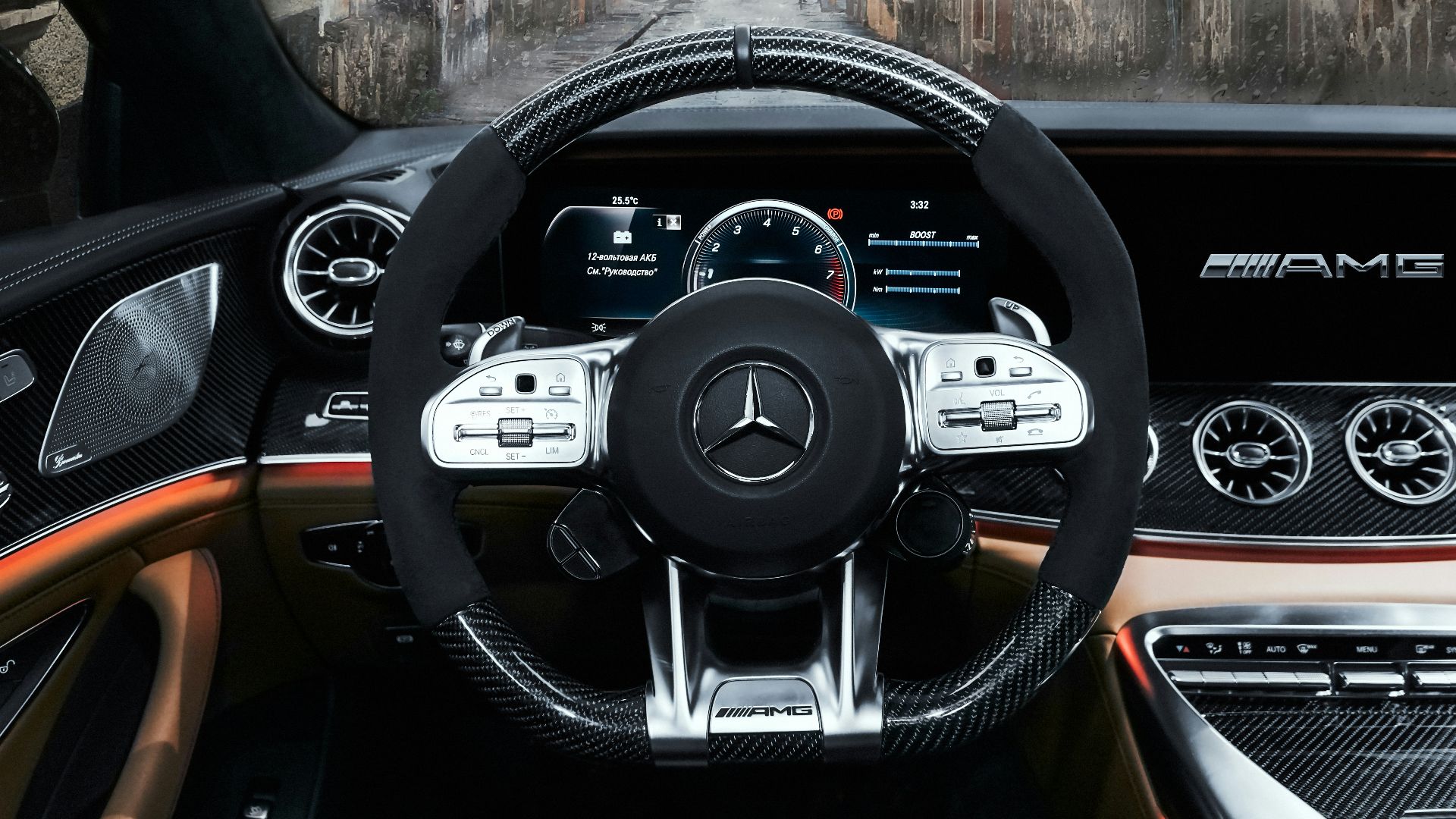 black and silver mercedes benz steering wheel