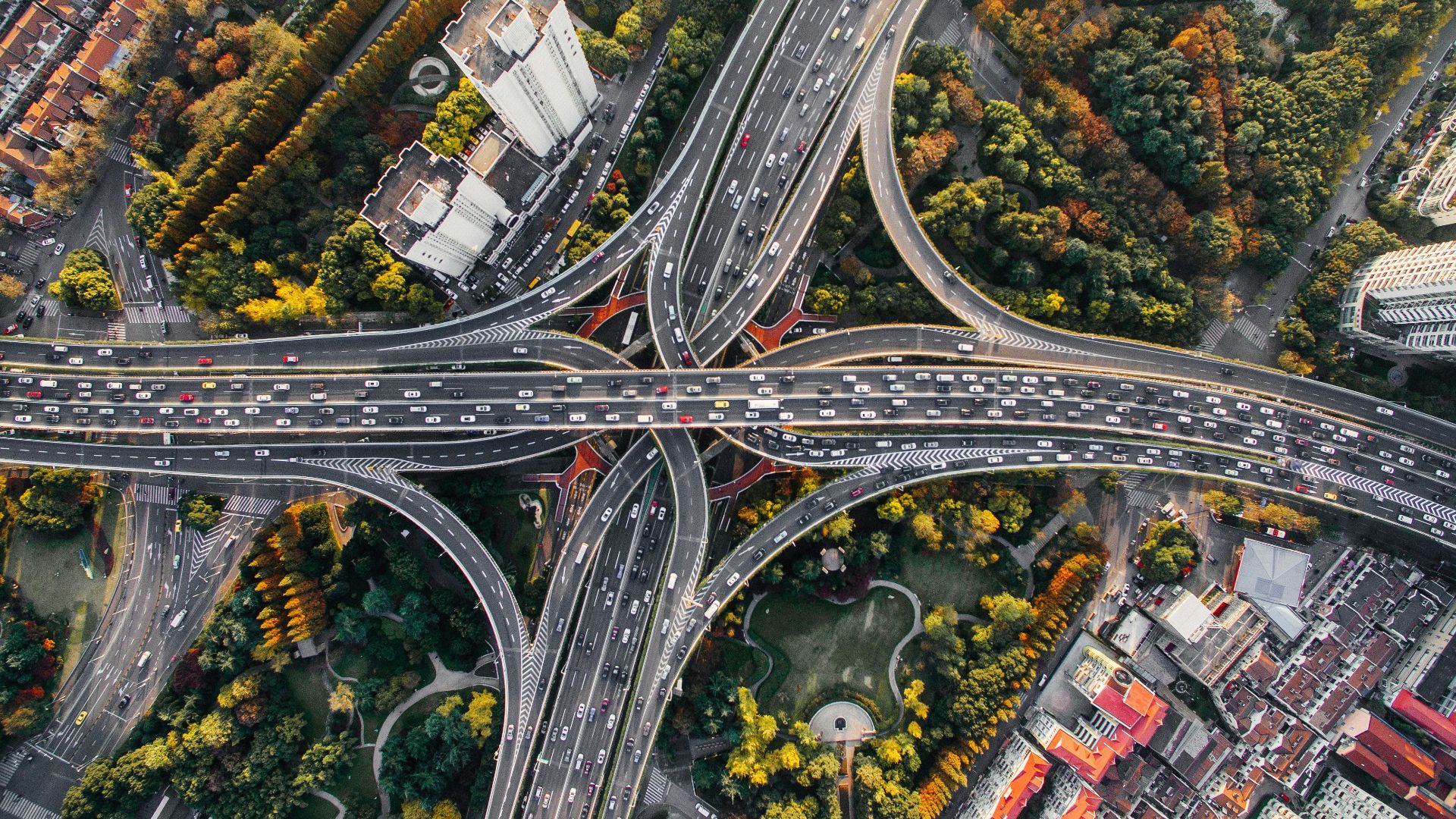 aerial photography of concrete roads
