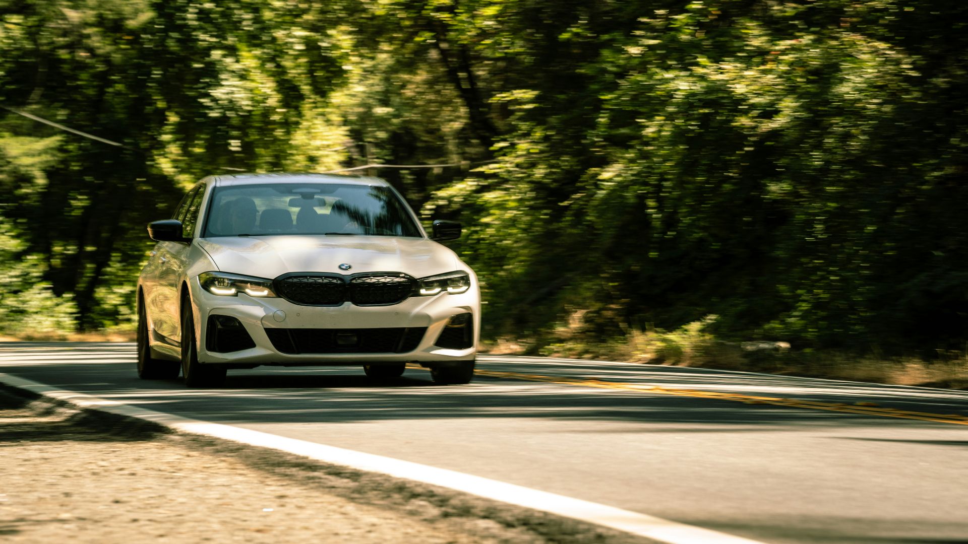a car driving on a road