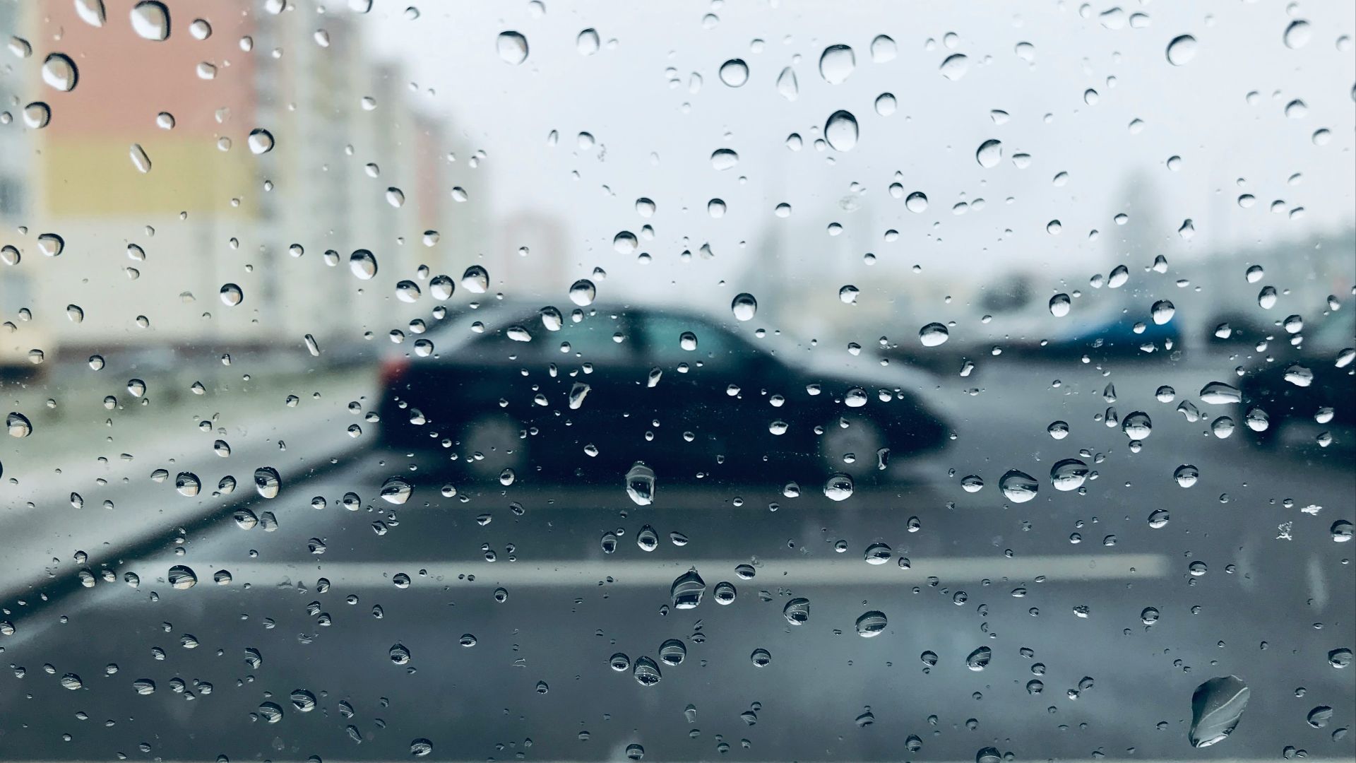 water droplets on car windshield