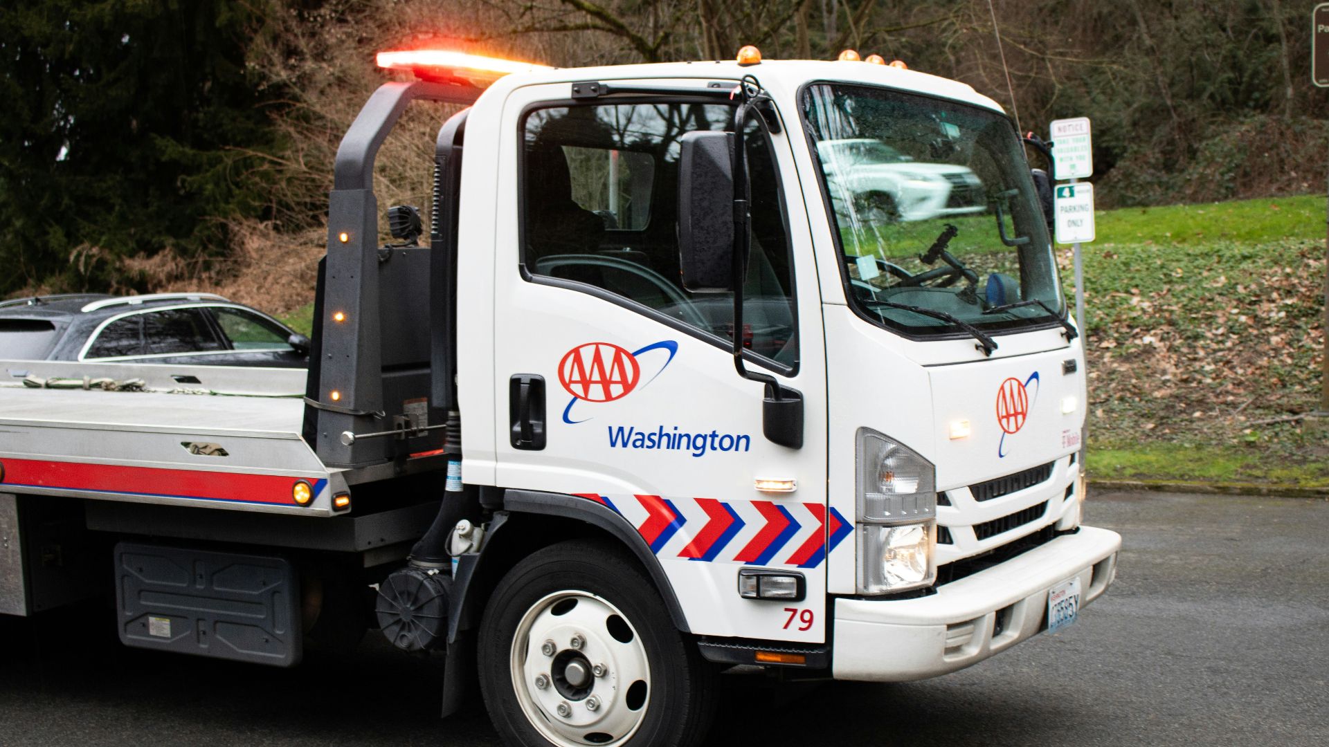 A tow truck is ready for duty.