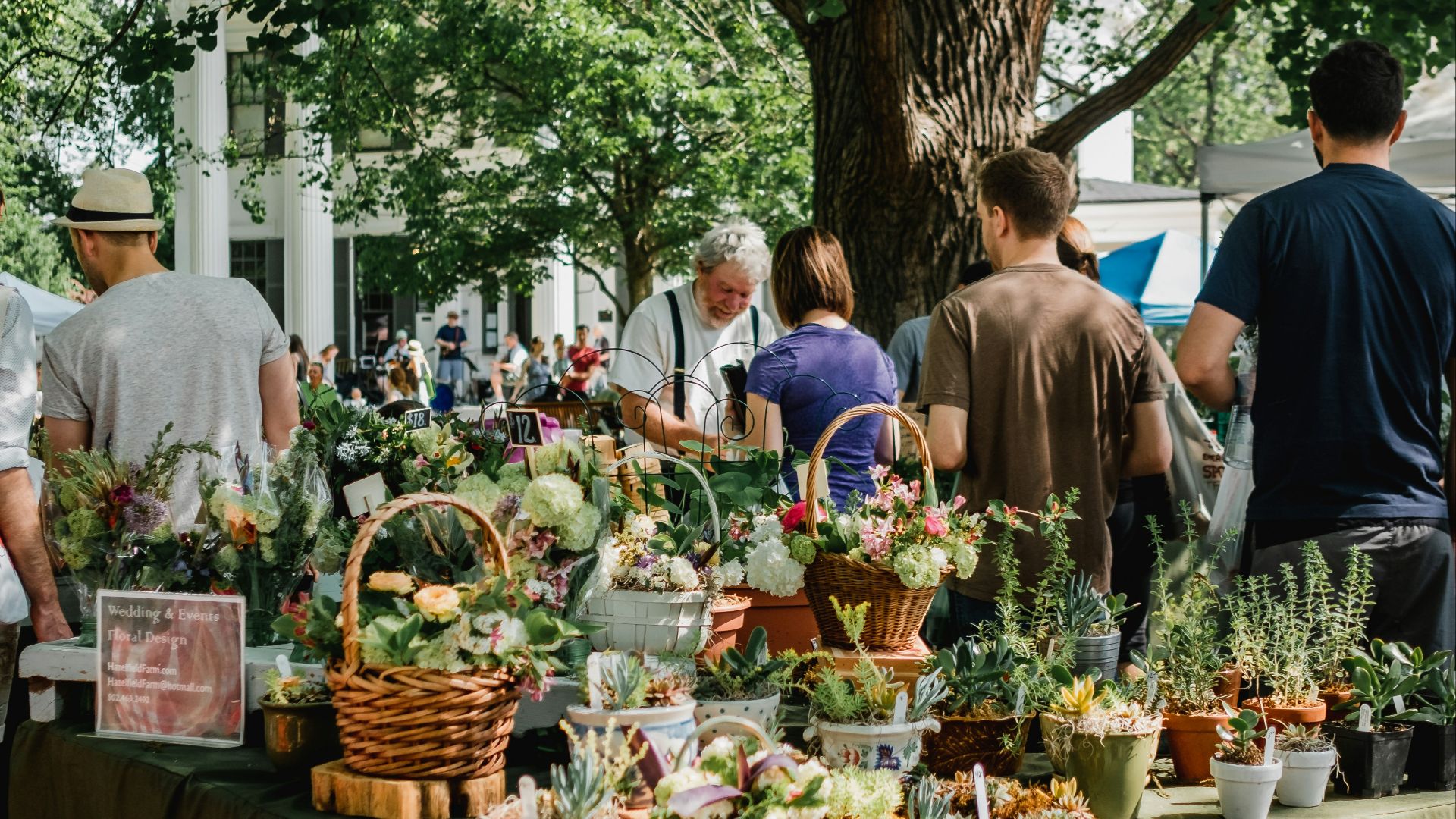 people beside assorted plants on table