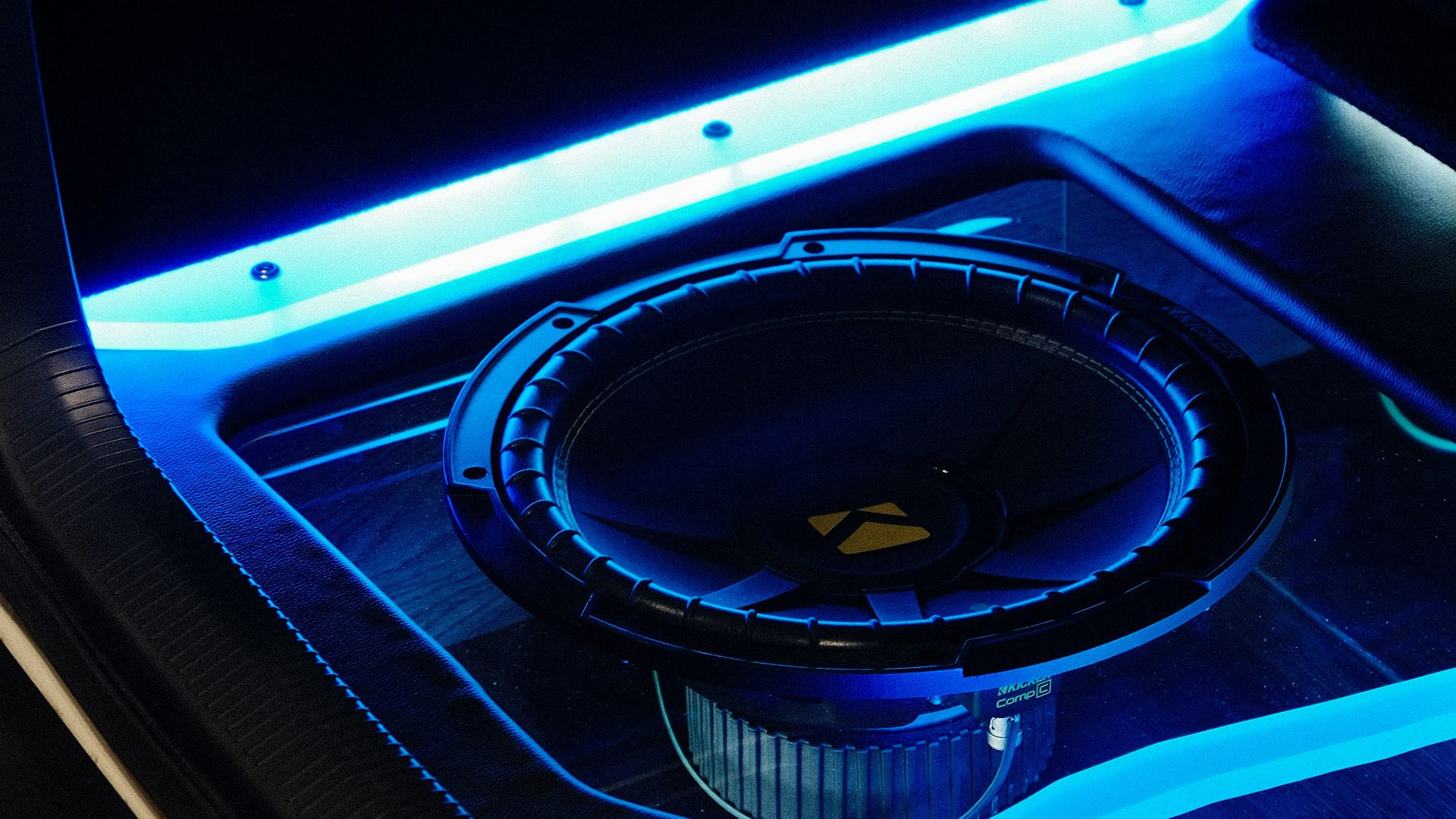 A car with a blue light inside of it