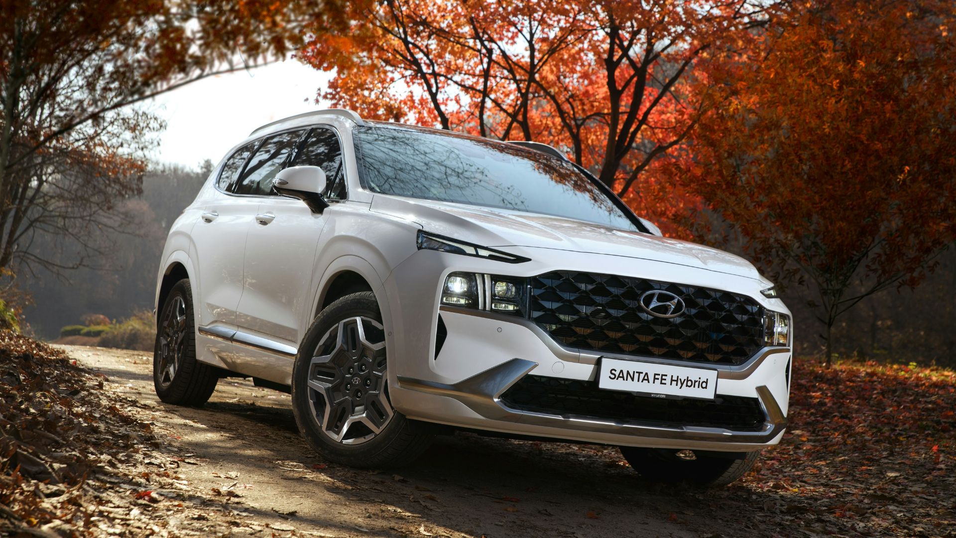 a white suv driving down a dirt road